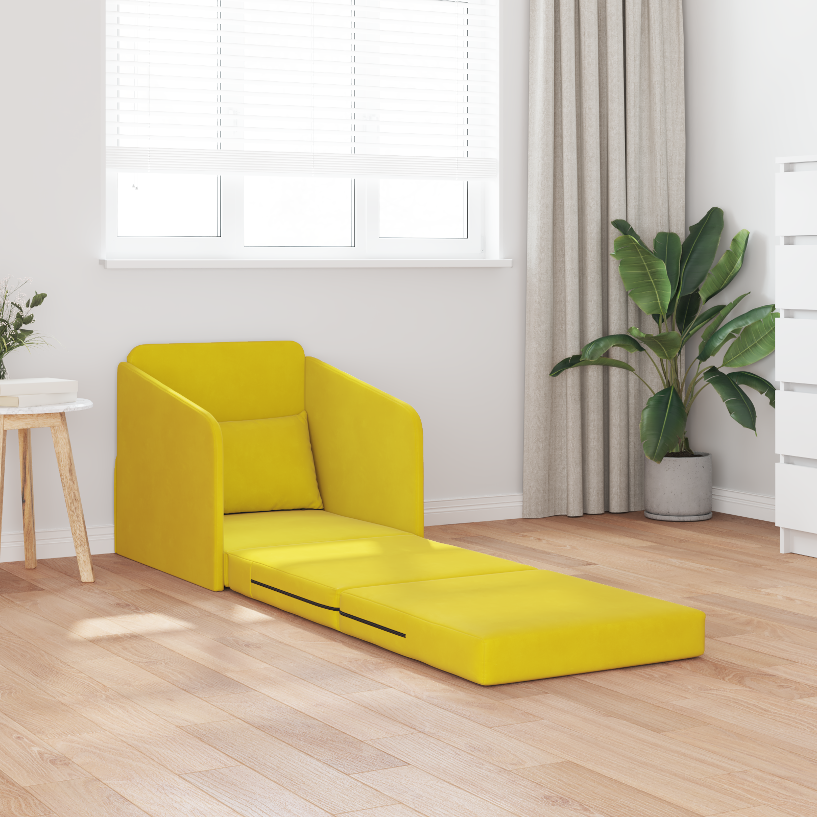 vidaXL Vloersofa Bed 2-in-1 Geel 65x80x83 cm Velours