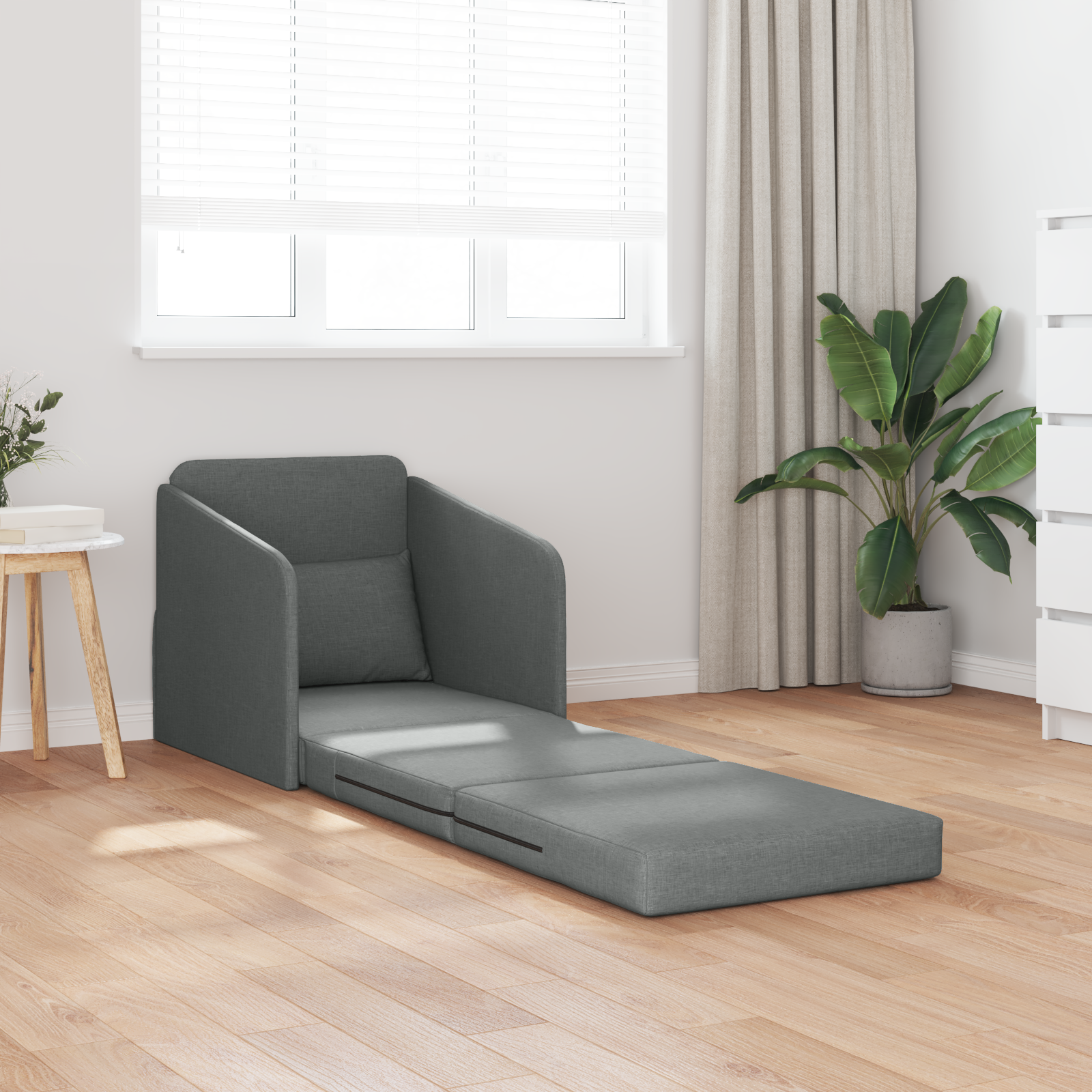 vidaXL Vloersofa Bed 2-in-1 Donkergrijs 65x80x83 cm Stof