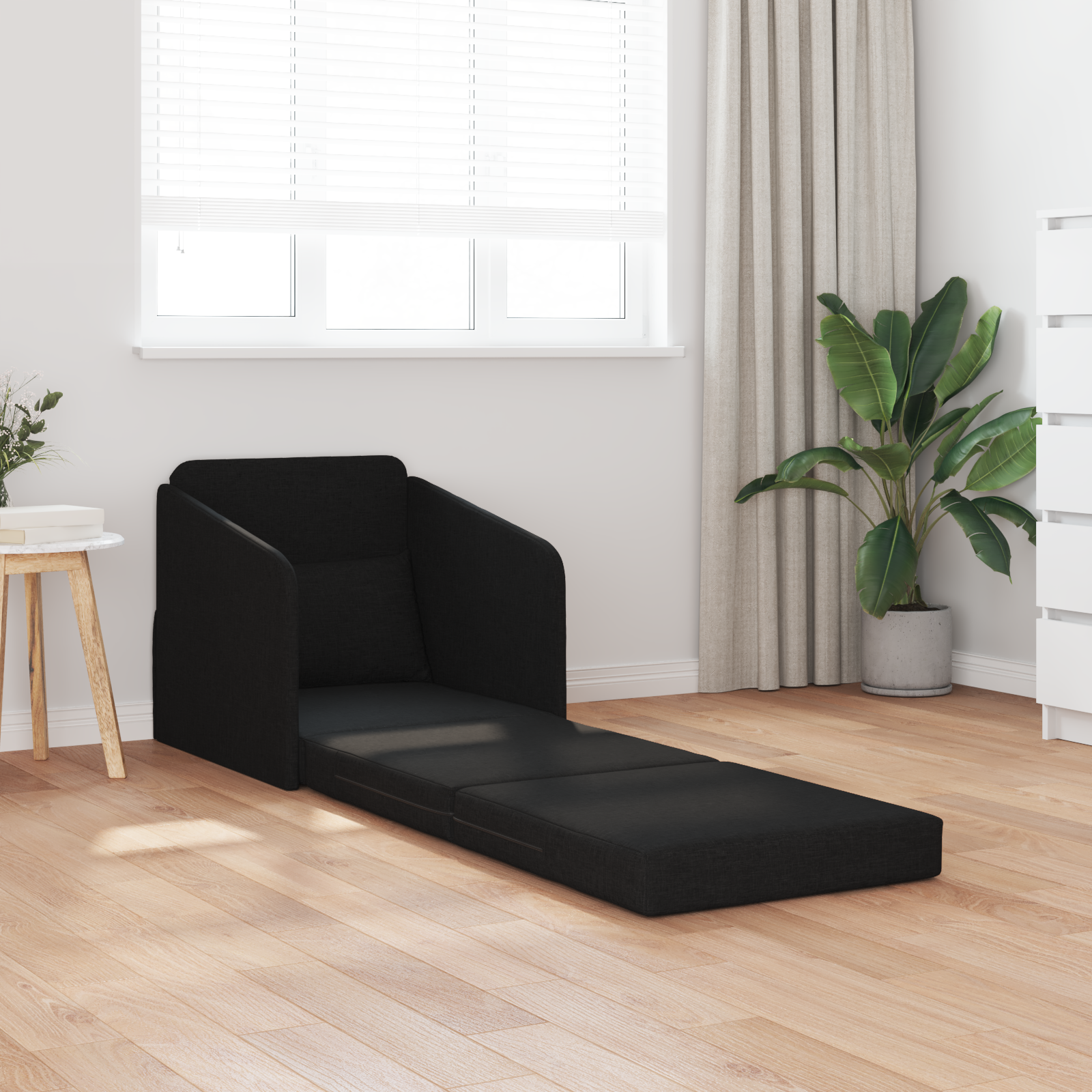 vidaXL Vloersofa Bed 2-in-1 Zwart 65x80x83 cm Stof