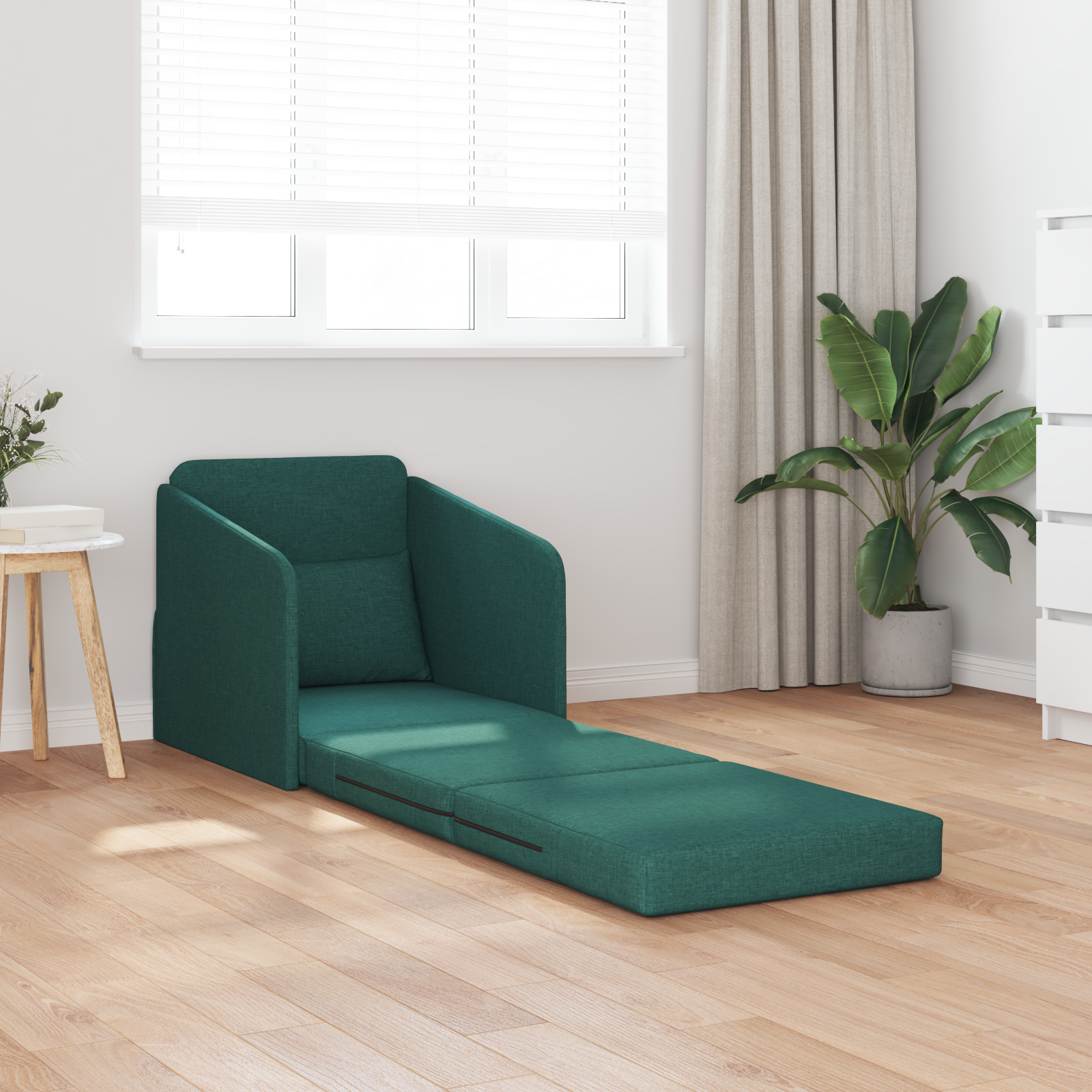 vidaXL Vloersofa Bed 2-in-1 Donkergroen 65x80x83 cm Stof