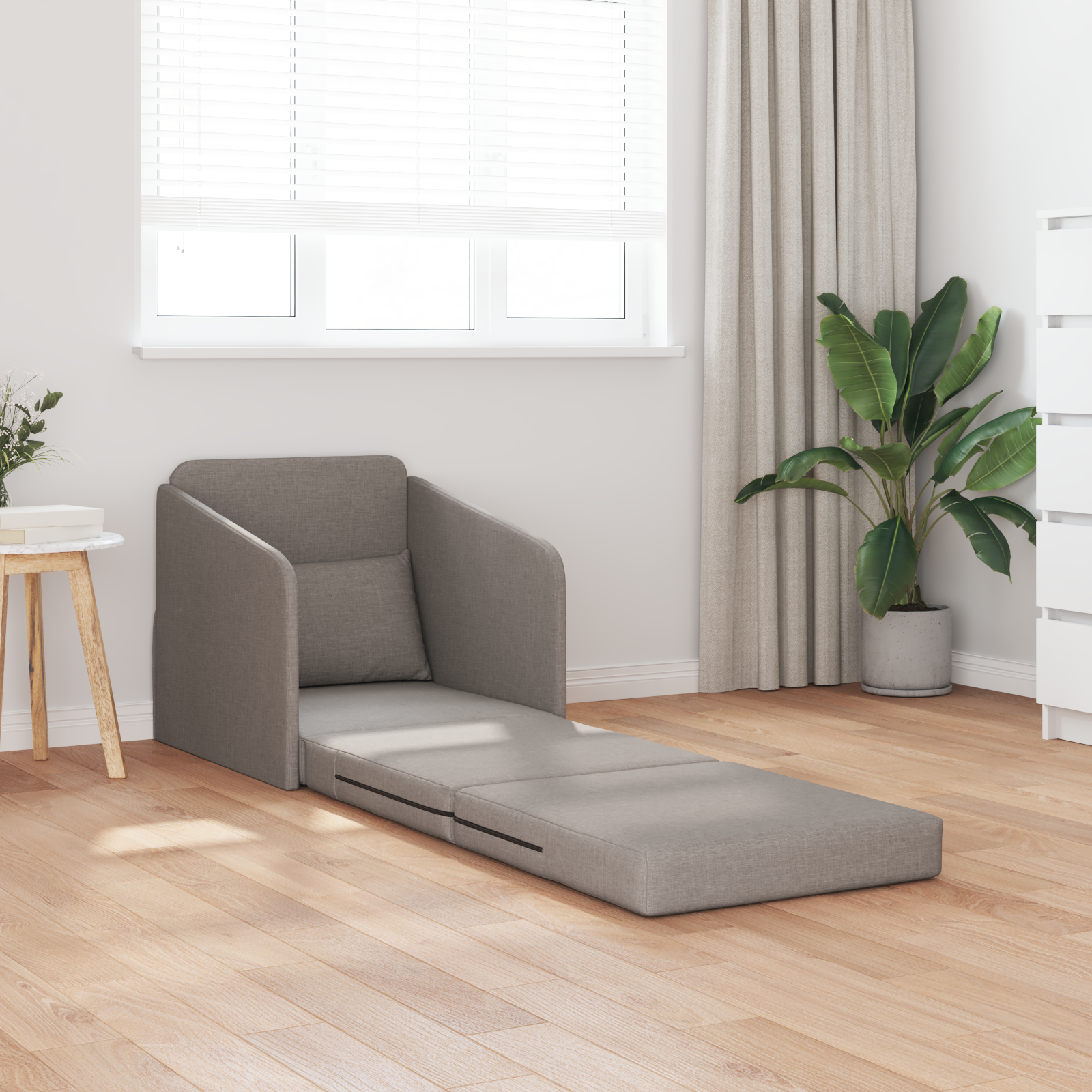 vidaXL Vloersofa Bed 2-in-1 Taupe 65x80x83 cm Stof