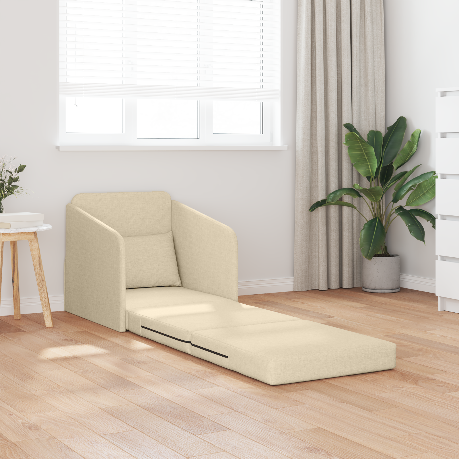 vidaXL ligbed 2-in-1 Crème 65x80x83 cm Stof