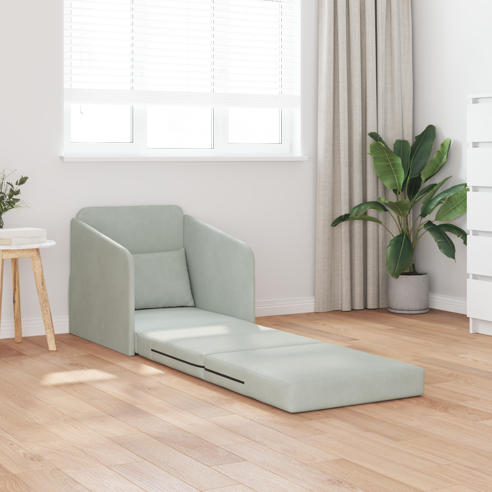 vidaXL Vloersofa Bed 2-in-1 Lichtgrijs 65x80x83 cm Velvet