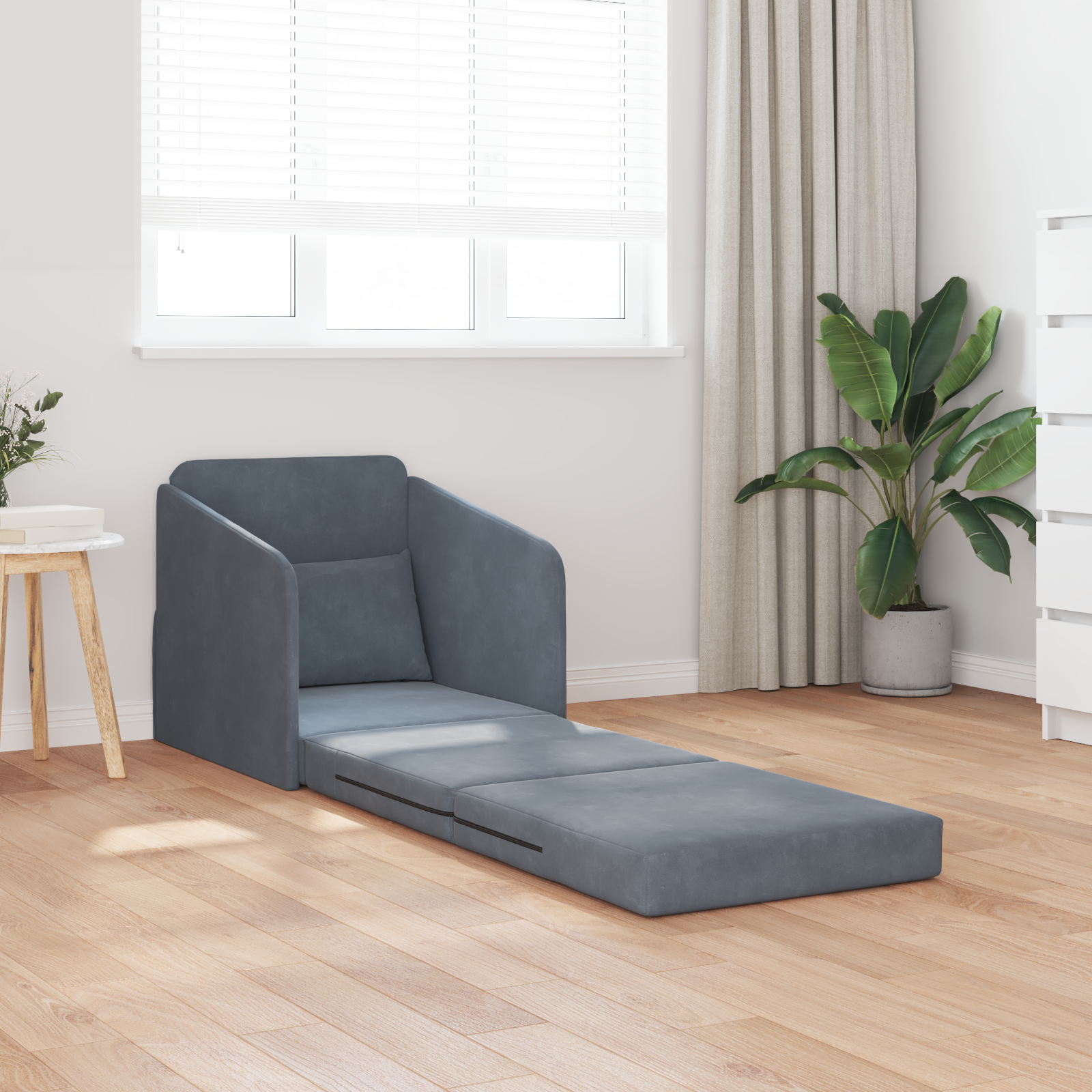vidaXL Vloerloungeset 2-in-1 Donkergrijs 65x80x83 cm Velvet