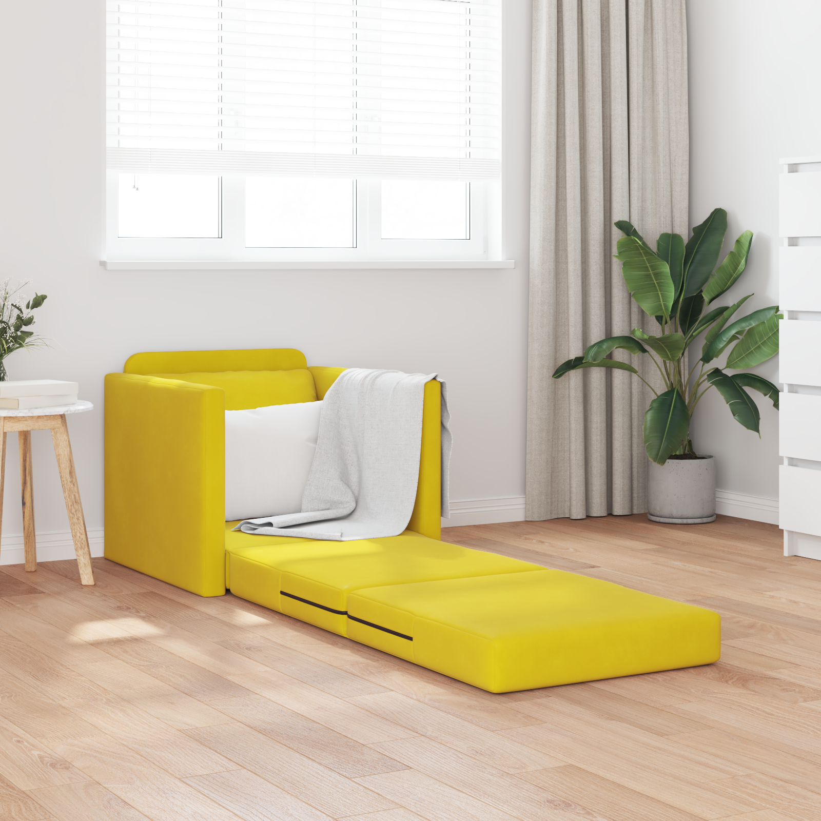 vidaXL Vloersofa Bed 2-in-1 Donker Geel 74x77x81 cm Velvet