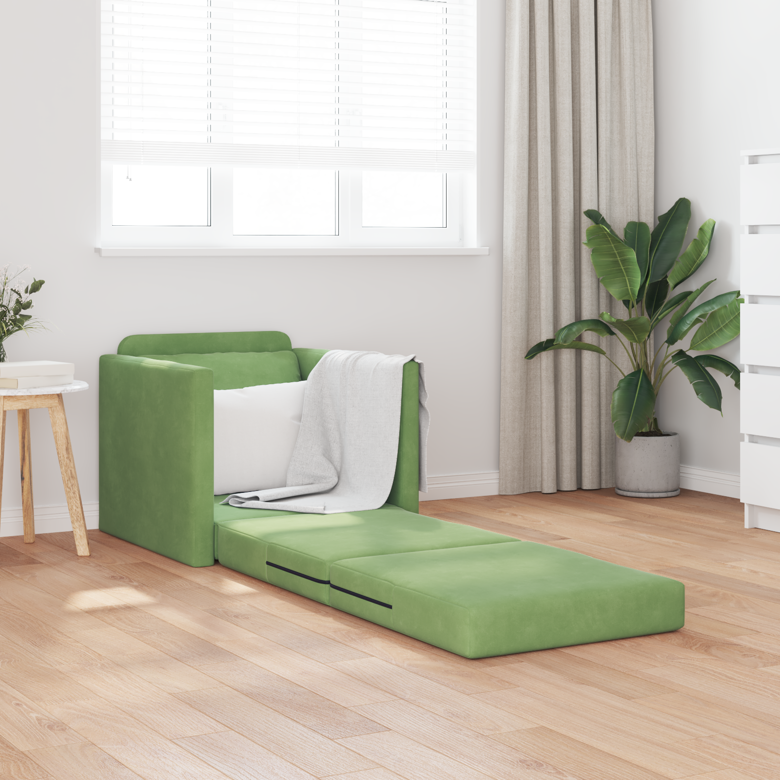 vidaXL Vloersofa Bed 2-in-1 Lichtgroen 74x77x81 cm Velours