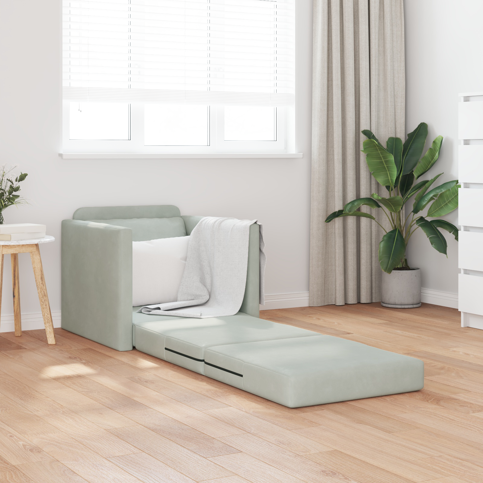 vidaXL Slaapbank vloermodel 1-persoons 74x77x81 cm fluweel lichtgrijs