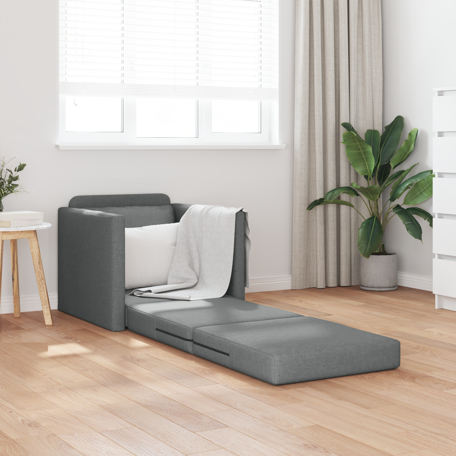 vidaXL Vloer Sofa Bed 2-in-1 Donkergrijs 74x77x81 cm Stof