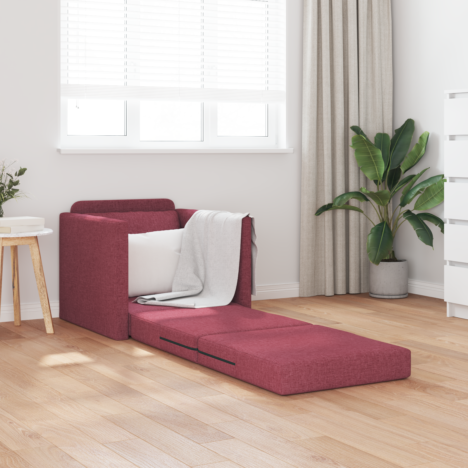 vidaXL Vloersofa Bed 2-in-1 Bordeauxrood 74x77x81 cm Stof