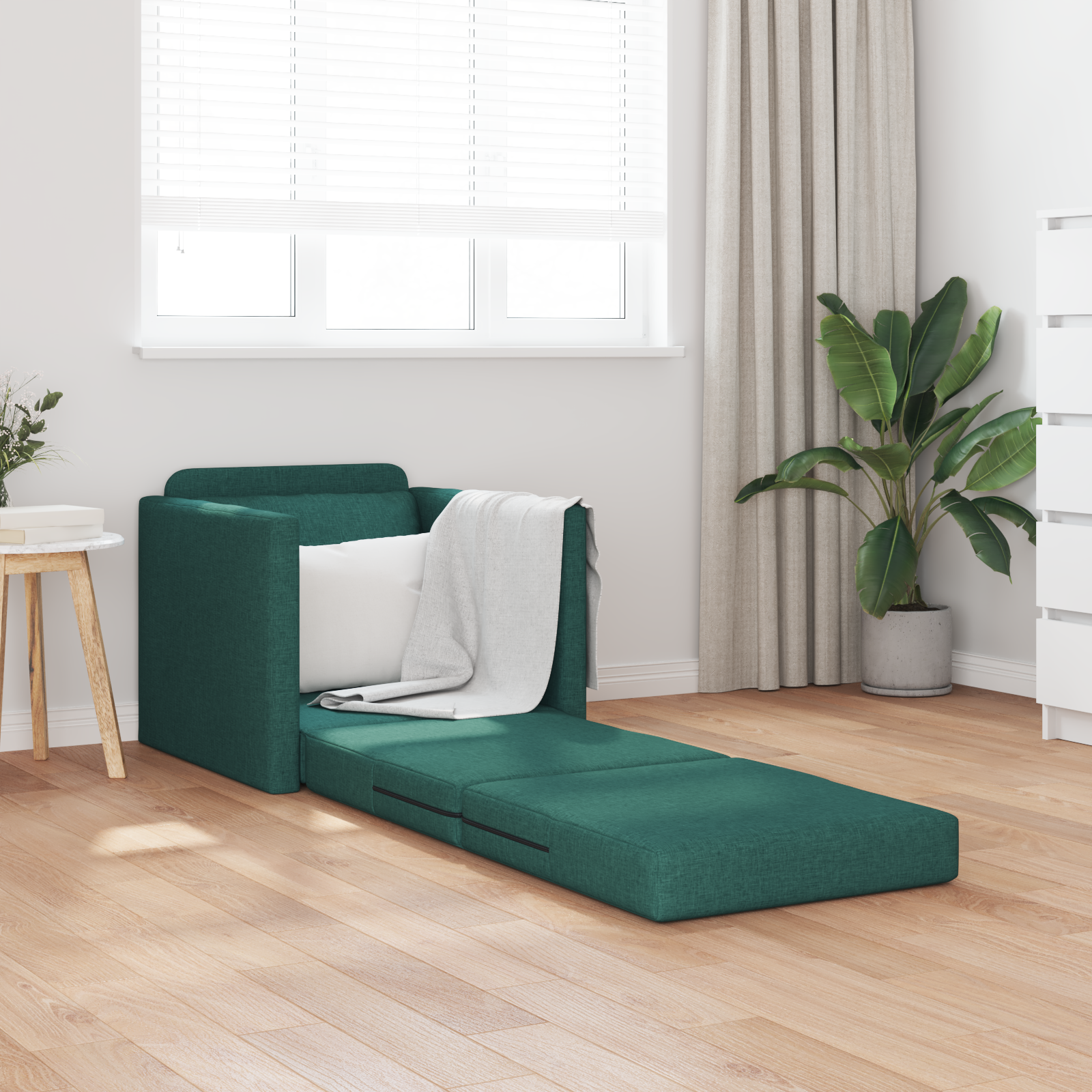 vidaXL Vloersofa Bed 2-in-1 Donkergroen 74x77x81 cm Stof