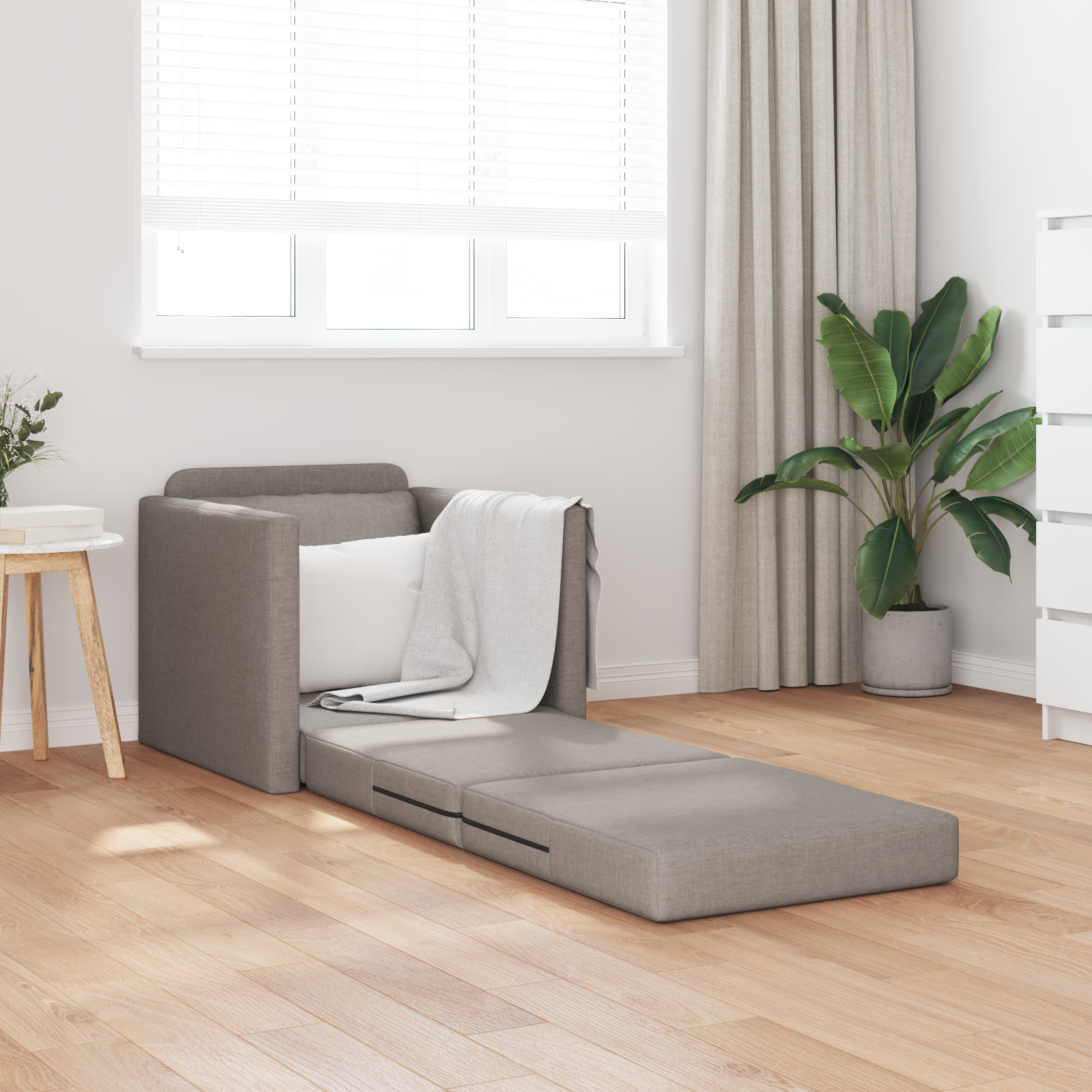 vidaXL Vloer Sofa Bed 2-in-1 Taupe 74x77x81 cm Stof