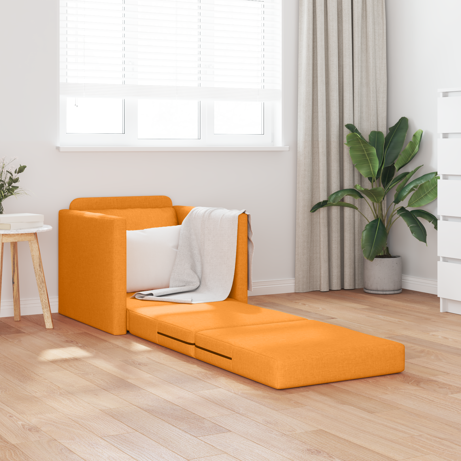 vidaXL Vloersofa Bed 2-in-1 Donker Geel 74x77x81 cm Stof