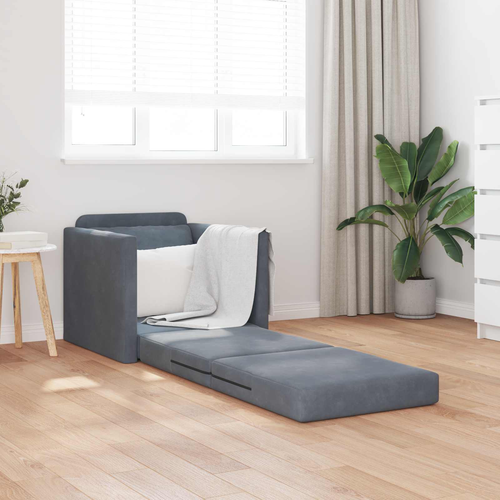 vidaXL Slaapbank vloermodel 1-persoons 74x77x81 cm fluweel donkergrijs