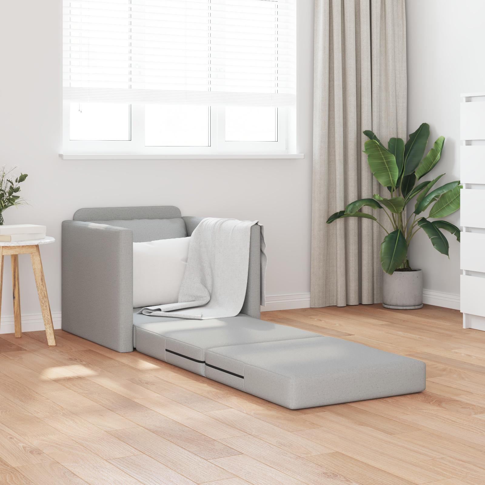vidaXL Vloersofa Bed 2-in-1 Cloud Grijs 74x77x81 cm Stof