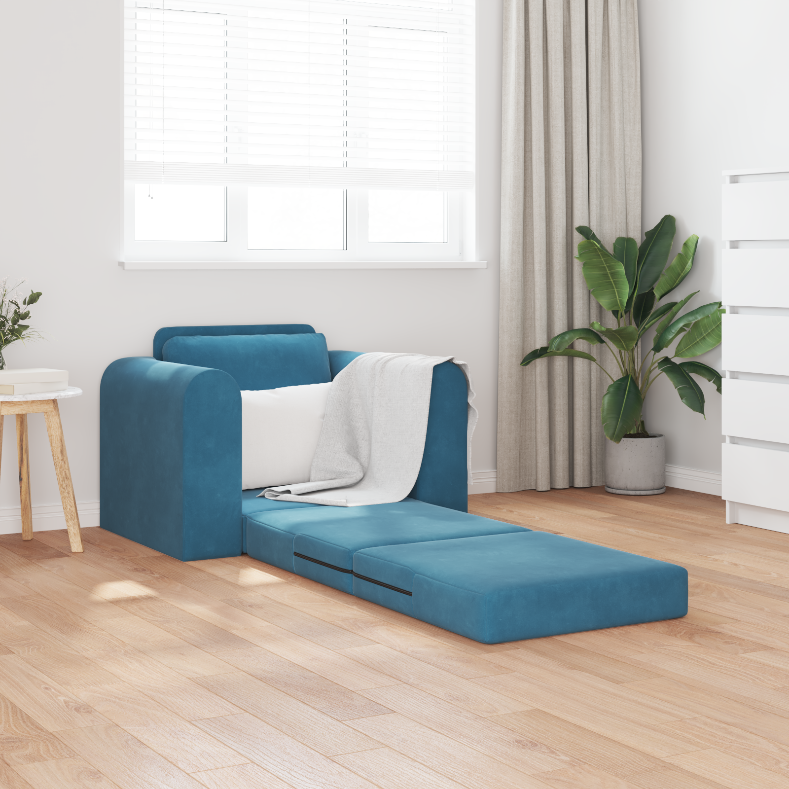 vidaXL Vloersofa Bed 2-in-1 Blauw 98x71x83 cm Velours