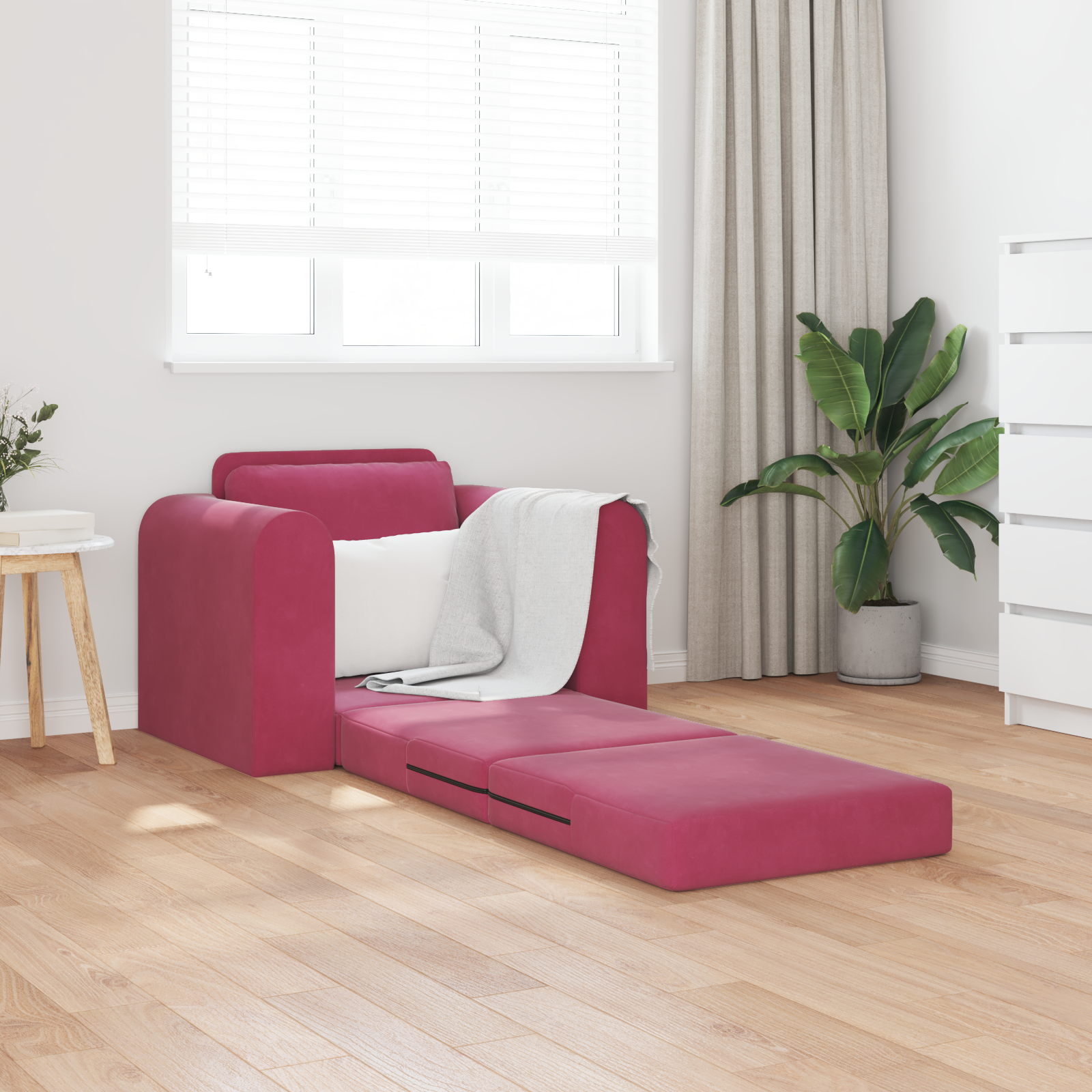 vidaXL Vloersofa Bed 2-in-1 Wijnrood 98x71x83 cm Fluweel