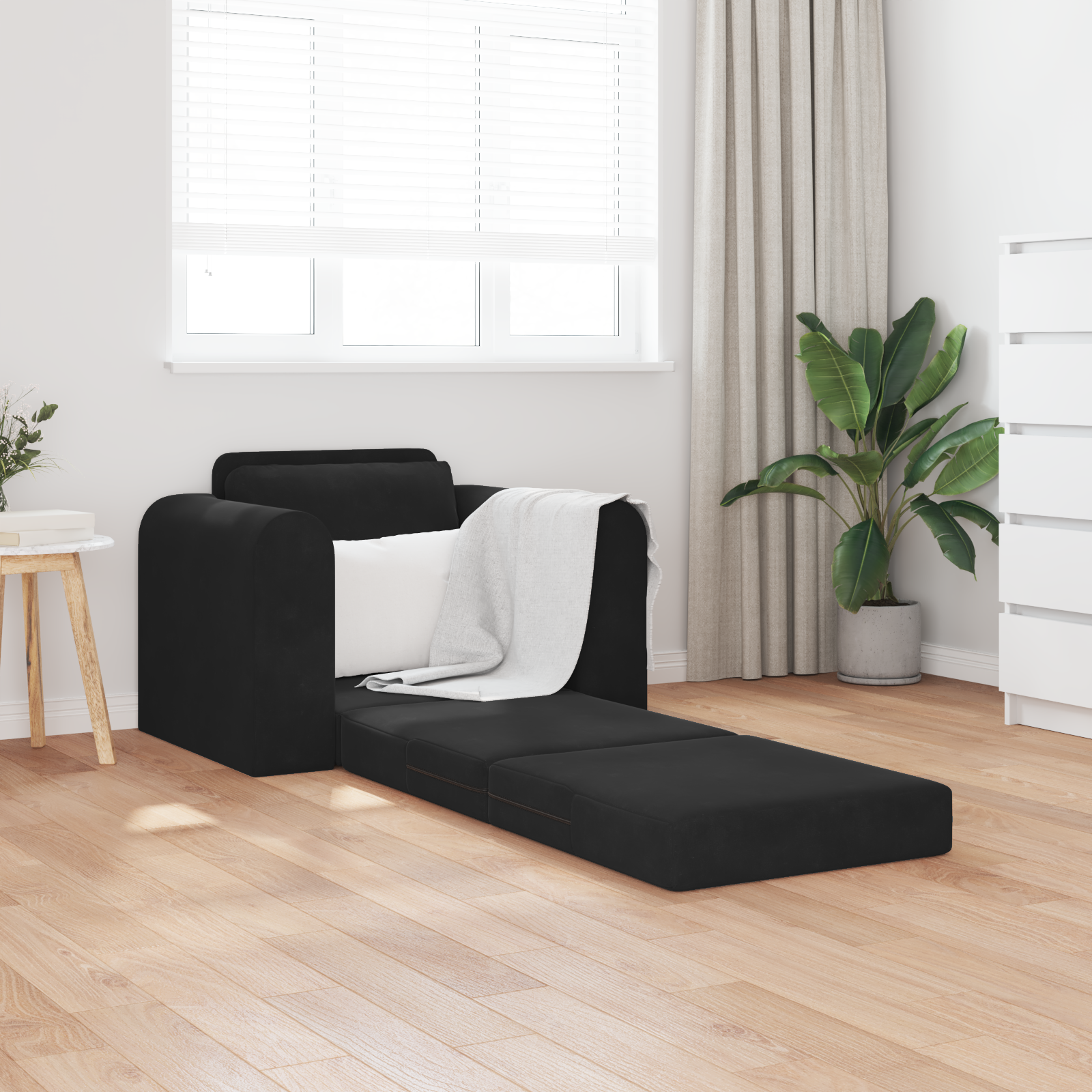 vidaXL Vloersofa Bed 2-in-1 Zwart 98x71x83 cm Fluweel