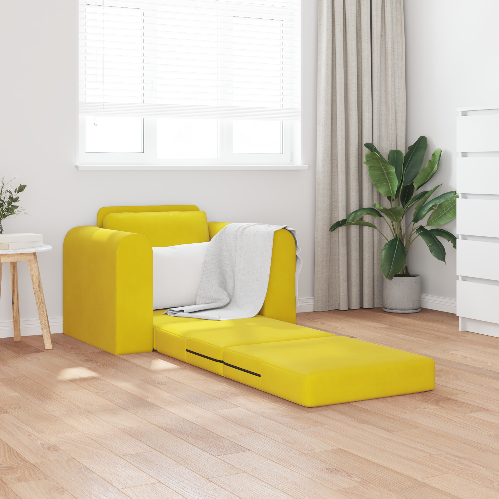 vidaXL Vloersofa Bed 2-in-1 Geel 98x71x83 cm Fluweel