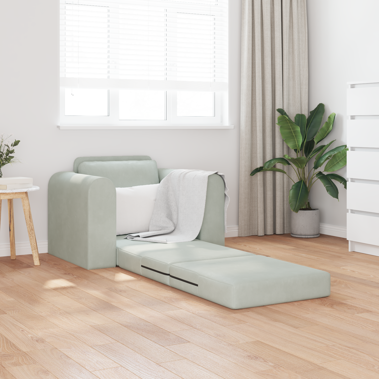 vidaXL Ligbed 2-in-1 Lichtgrijs 98x71x83 cm Velvet