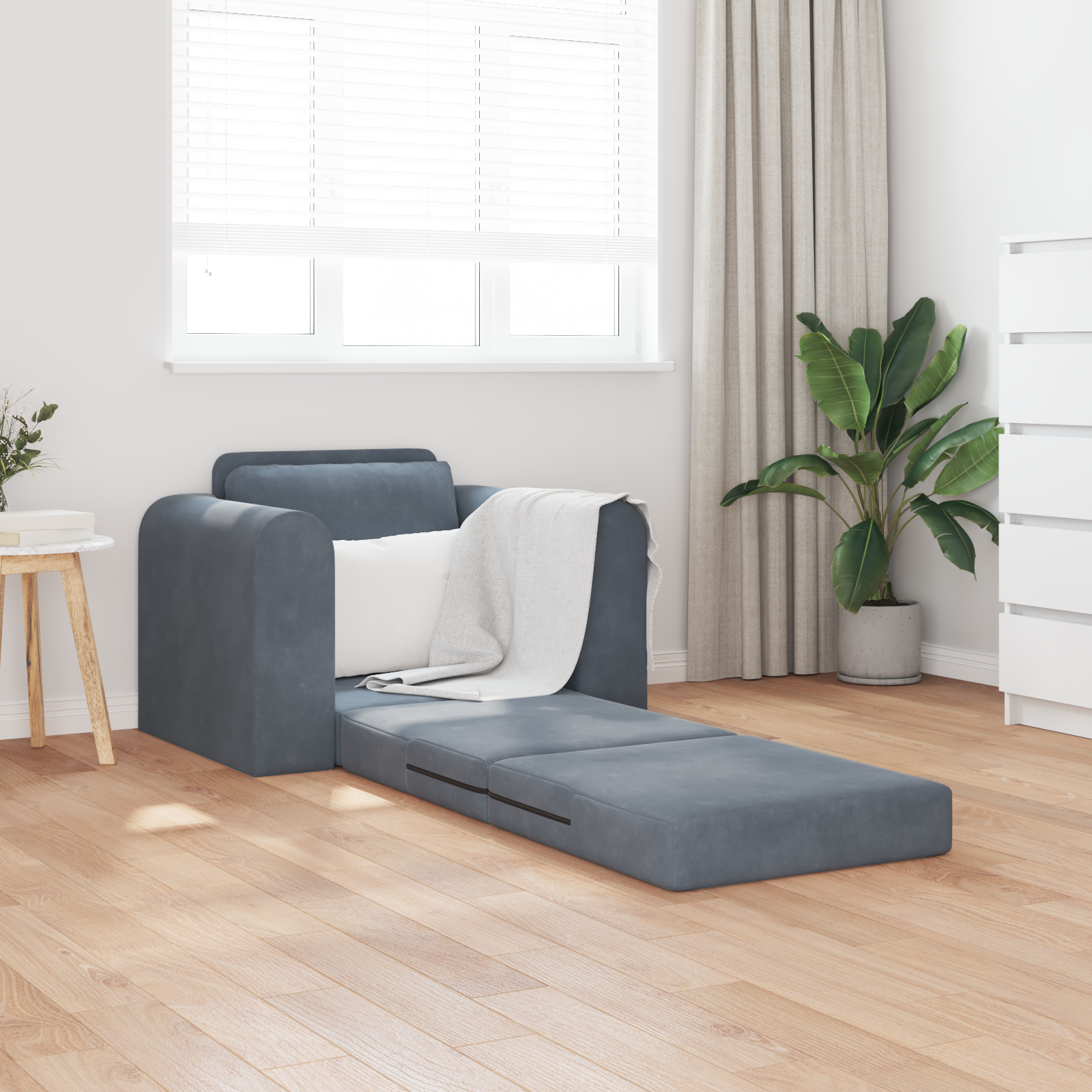 vidaXL Vloersofa Bed 2-in-1 Donkergrijs 98x71x83 cm Velvet