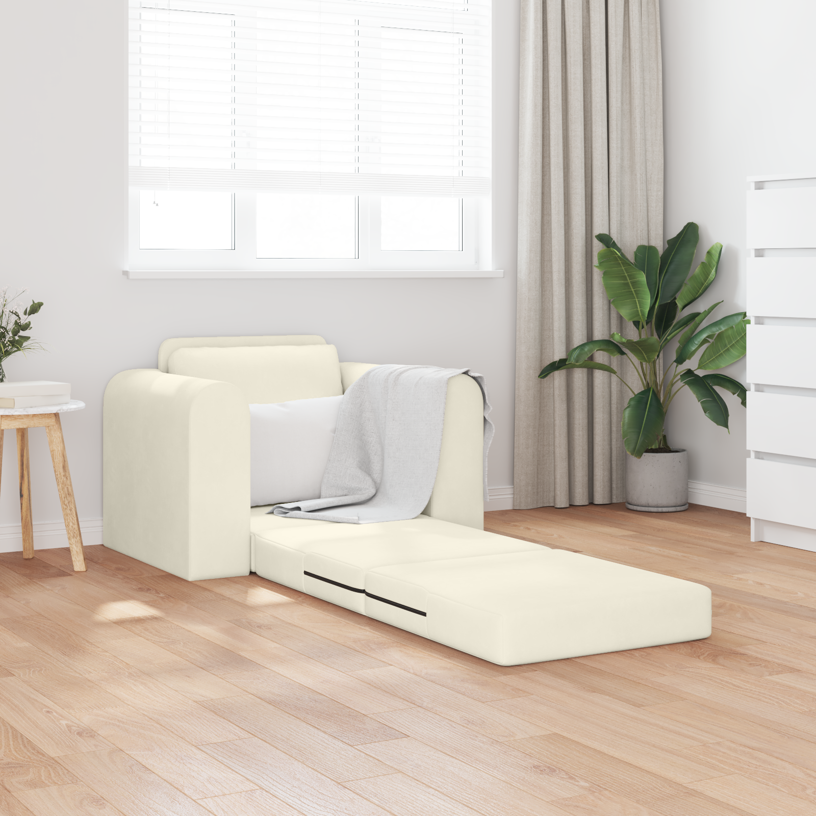 vidaXL Vloersofa Bed 2-in-1 Crème 98x71x83 cm Velvet