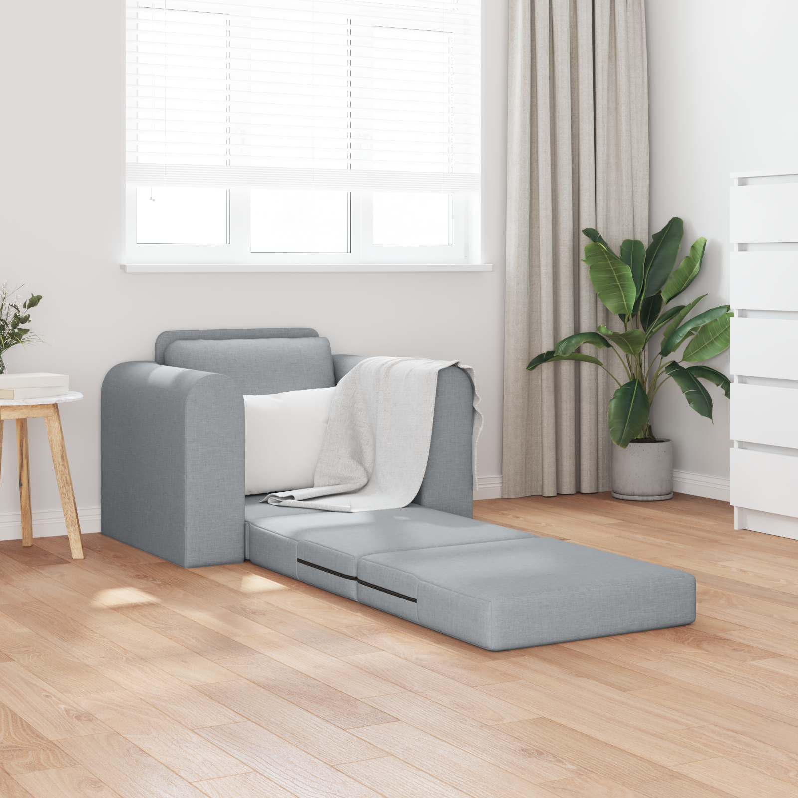 vidaXL Vloerlbank Bed 2-in-1 Lichtgrijs 98x71x83 cm Stof