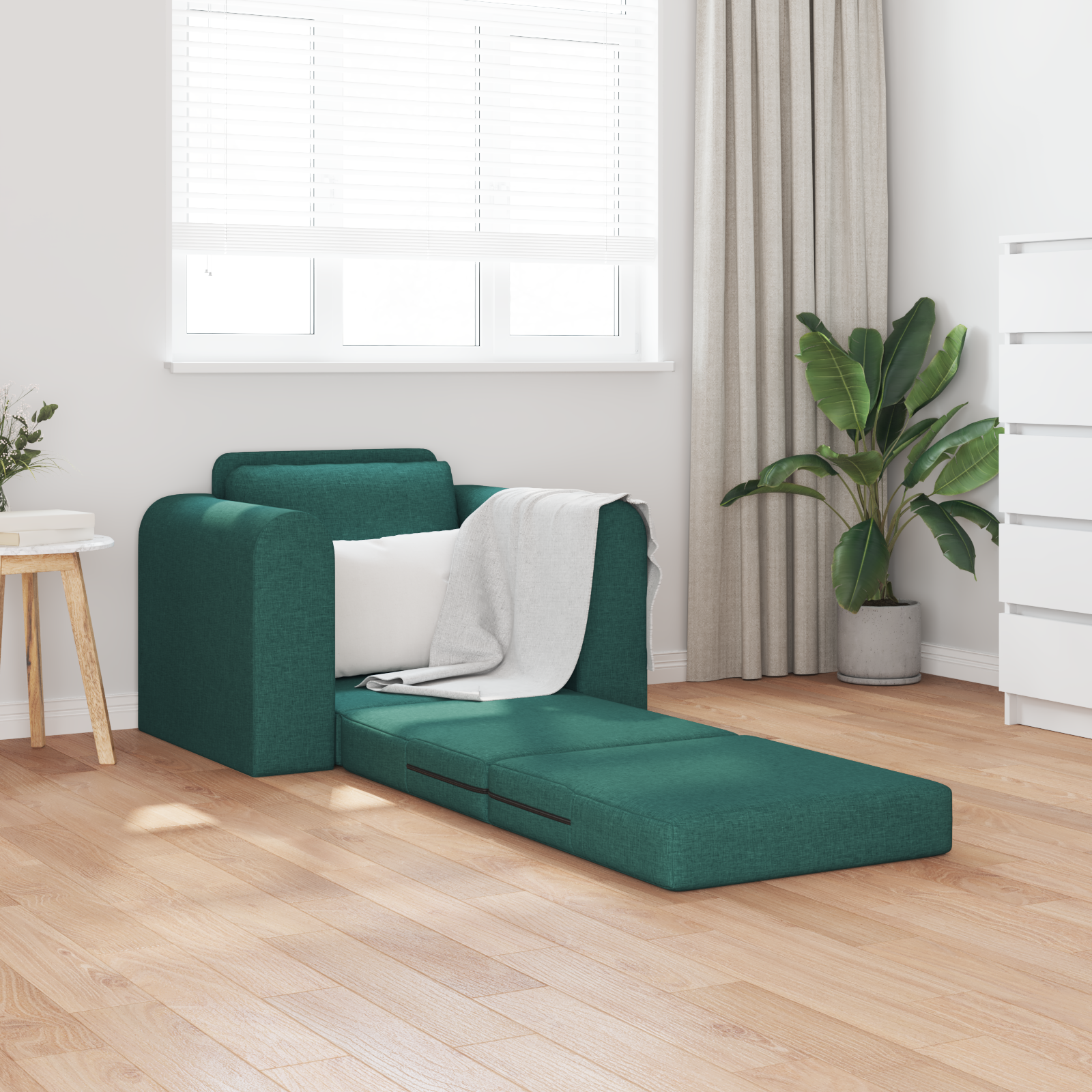 vidaXL Vloersofa Bed 2-in-1 Donkergroen 98x71x83 cm Stof