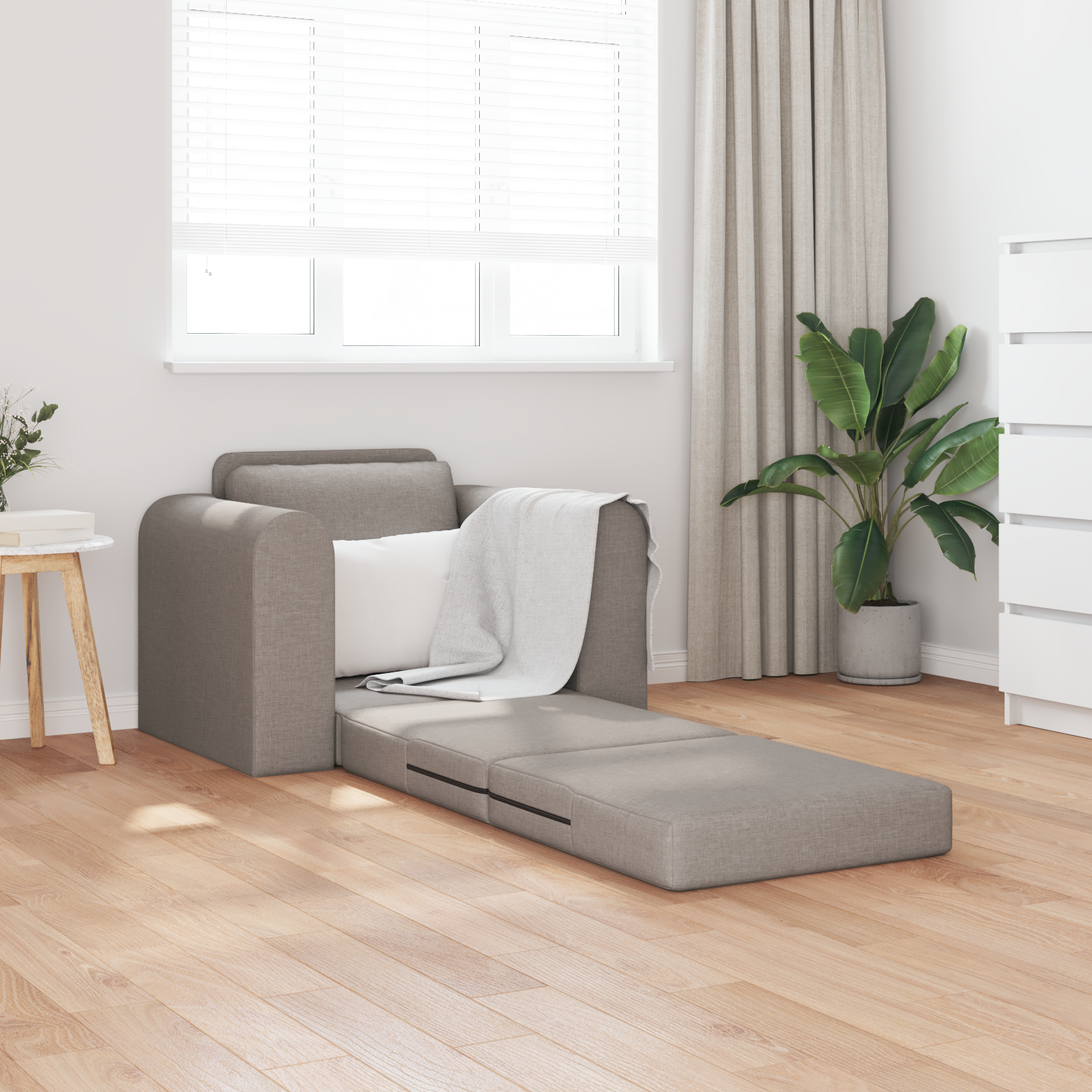 vidaXL Vloersofa Bed 2-in-1 Taupe 98x71x83 cm Stof
