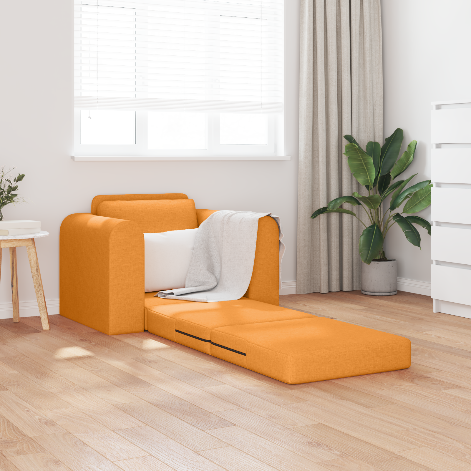vidaXL Vloersofa Bed 2-in-1 Donkergeel 98x71x83 cm Stof