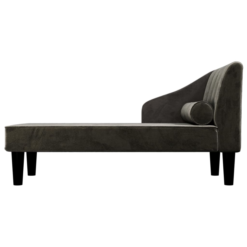 vidaXL Chaise longue met bolster fluweel zwart