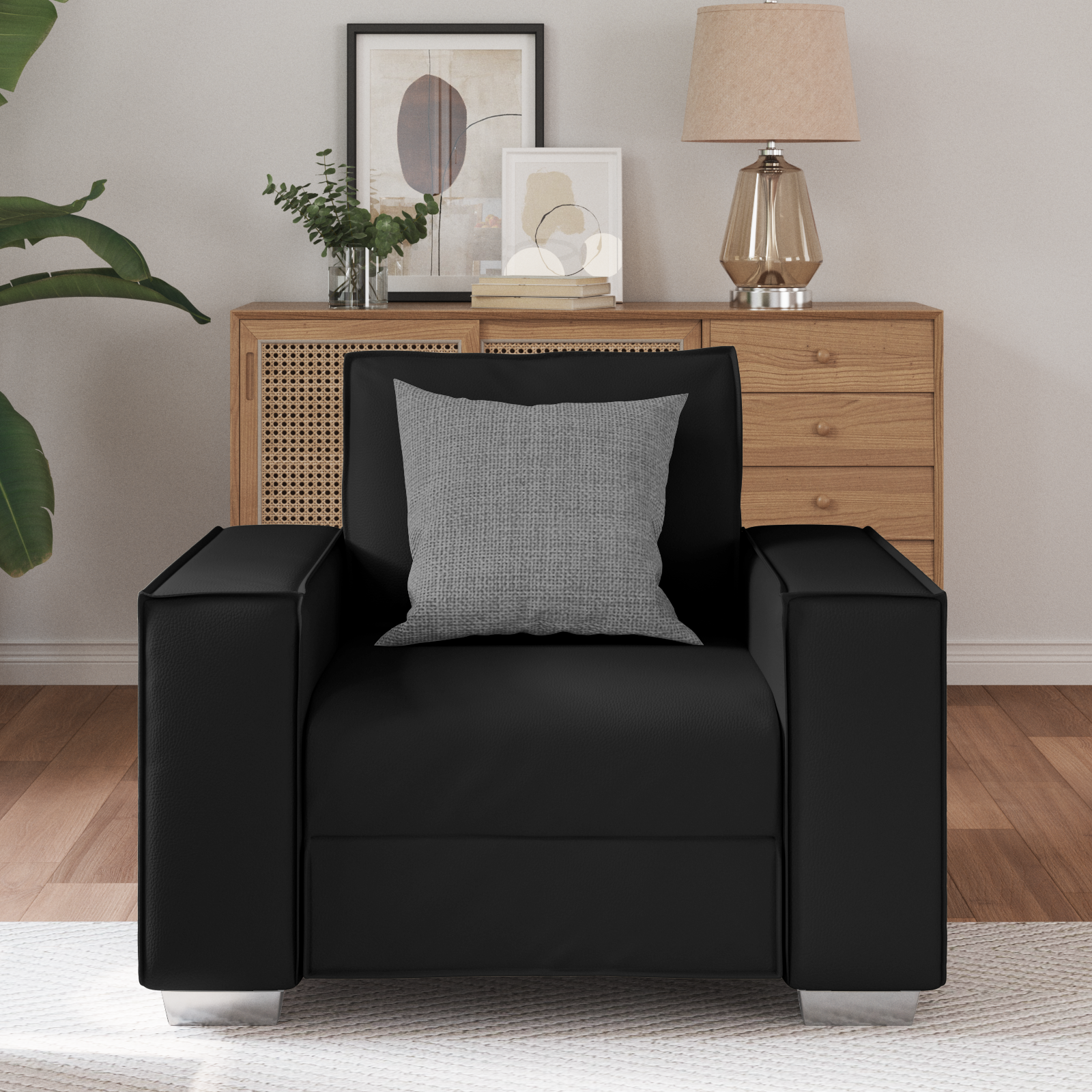 vidaXL Fauteuil 59 cm kunstleer zwart
