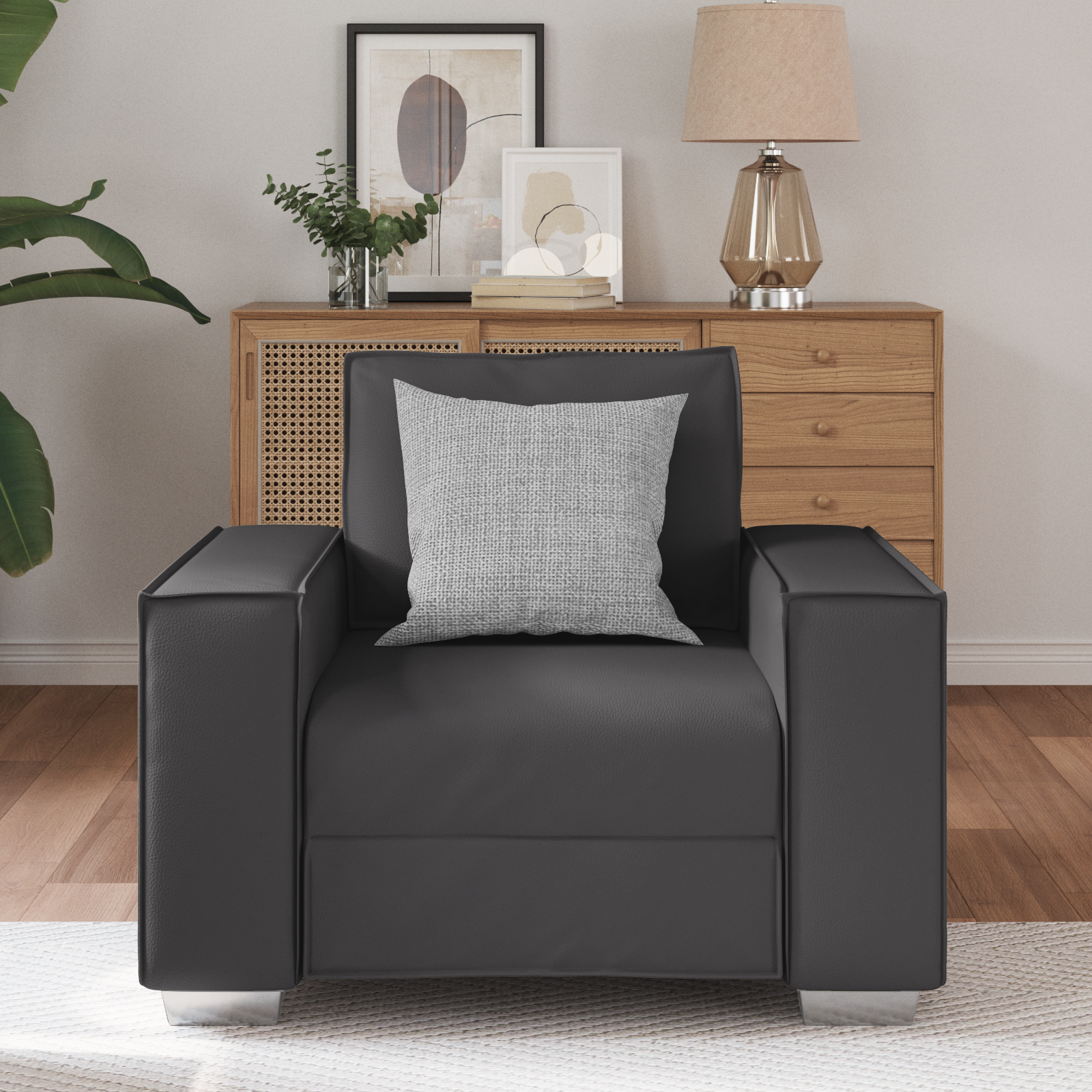 vidaXL Fauteuil 59 cm kunstleer grijs