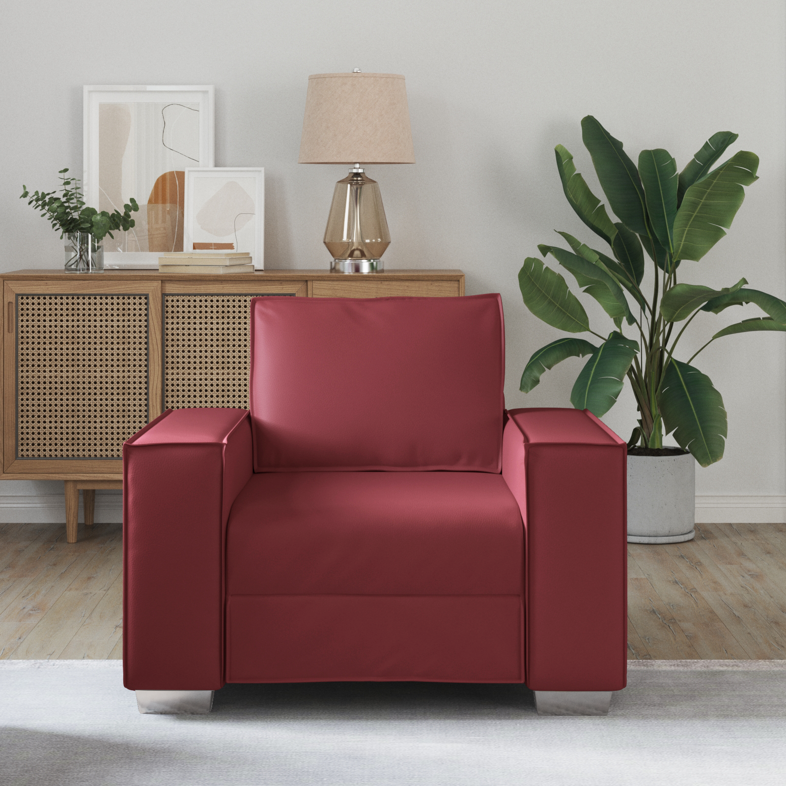 vidaXL Fauteuil 59 cm kunstleer wijnrood