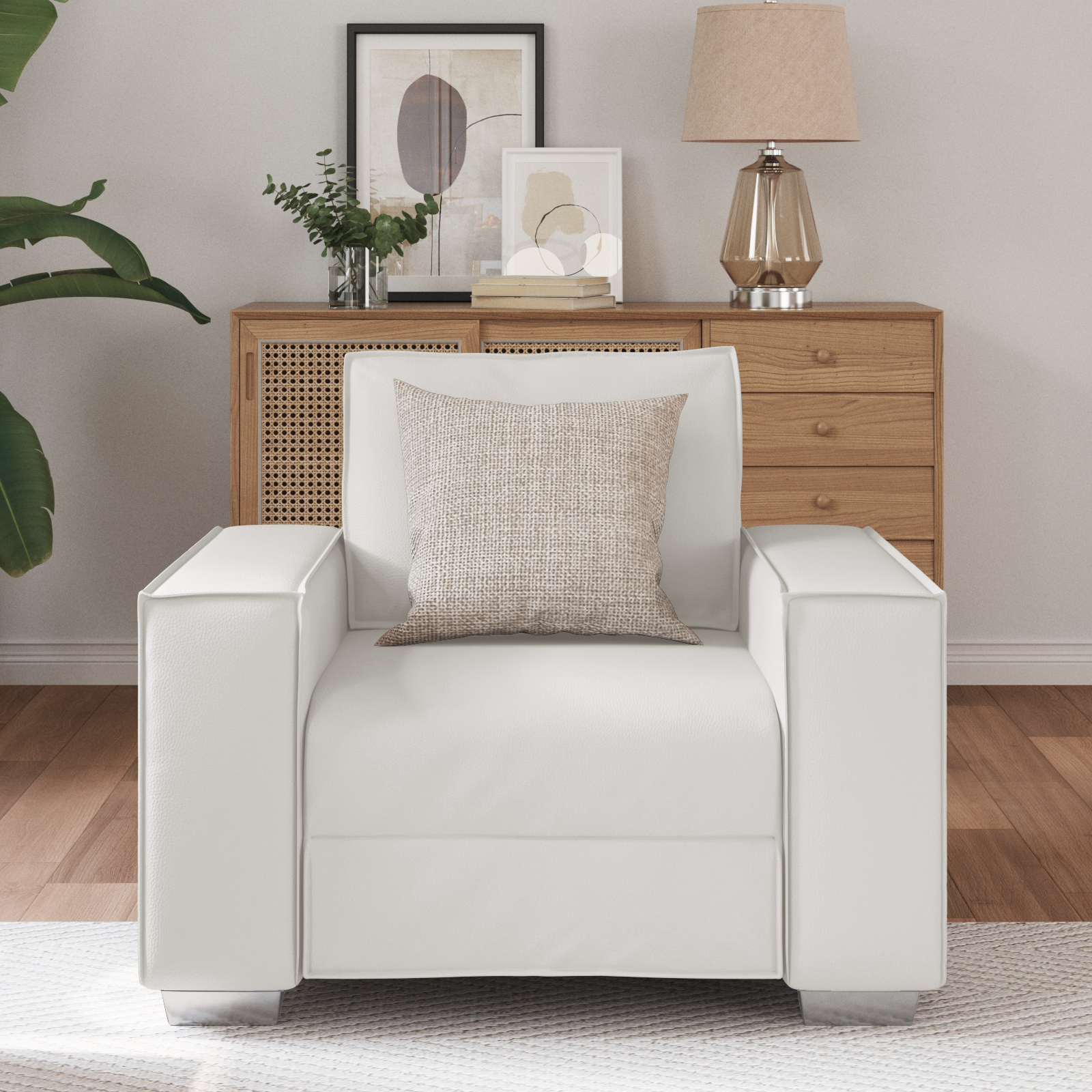 vidaXL Fauteuil 59 cm kunstleer wit