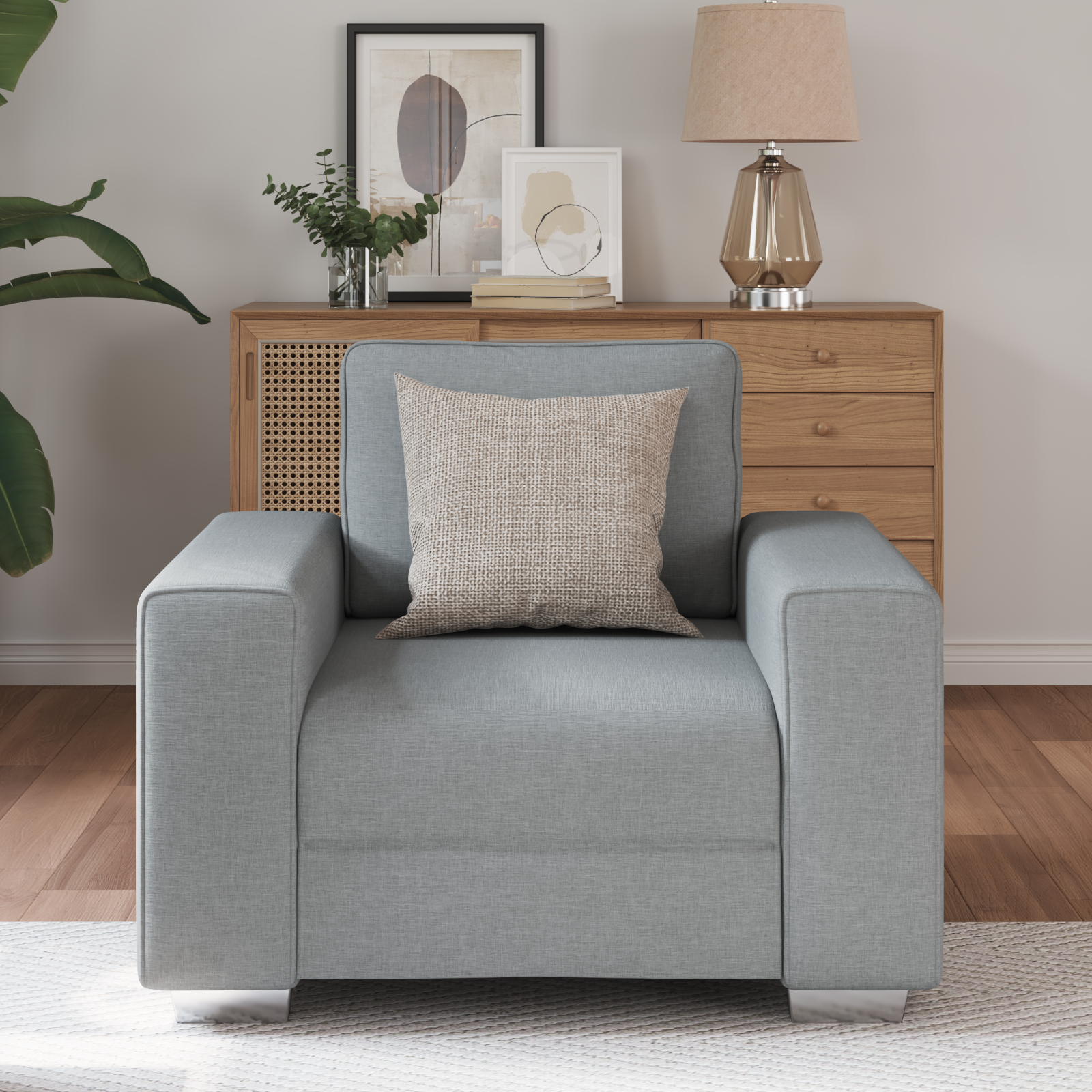 vidaXL Fauteuil 59 cm stof lichtgrijs