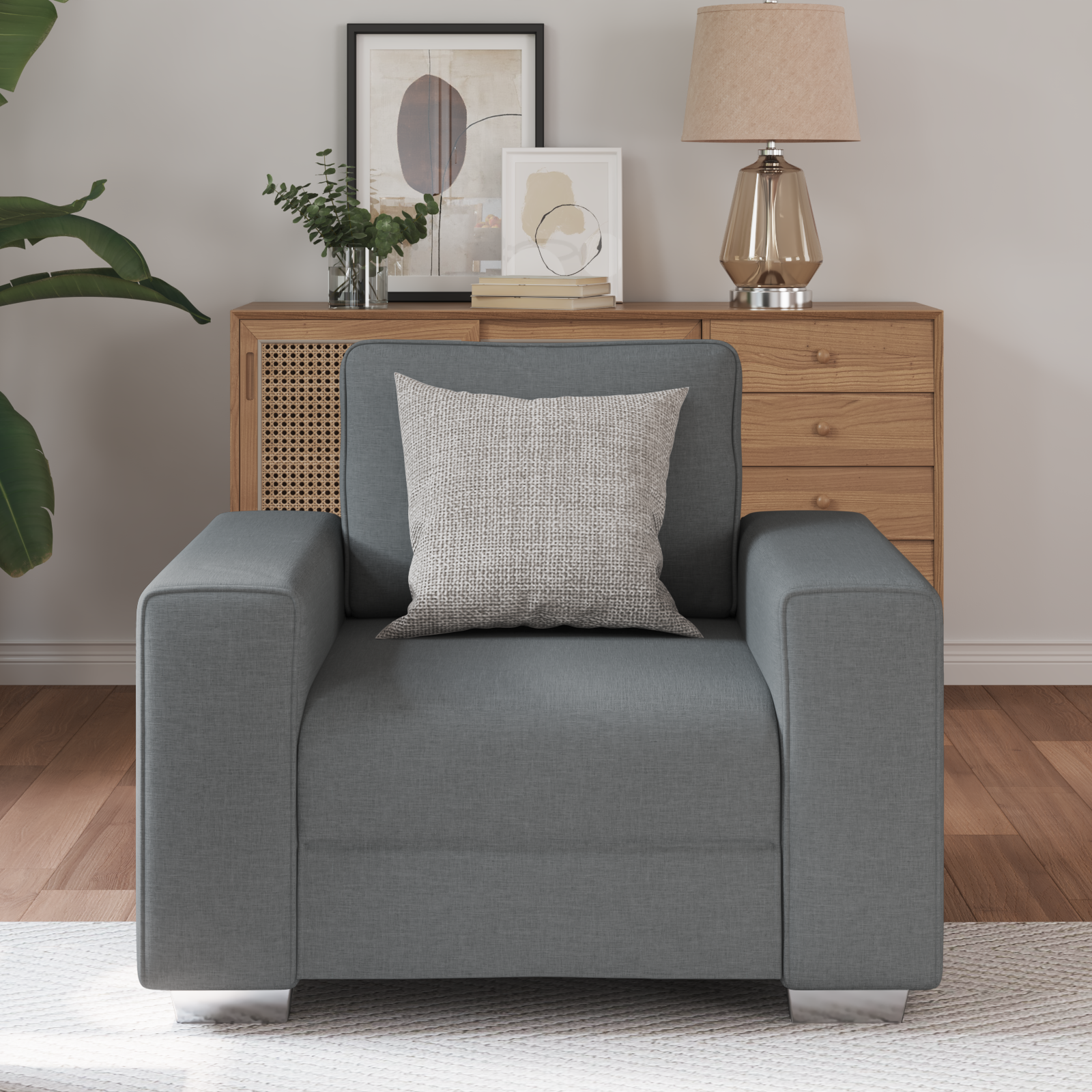 vidaXL Fauteuil 59 cm stof donkergrijs