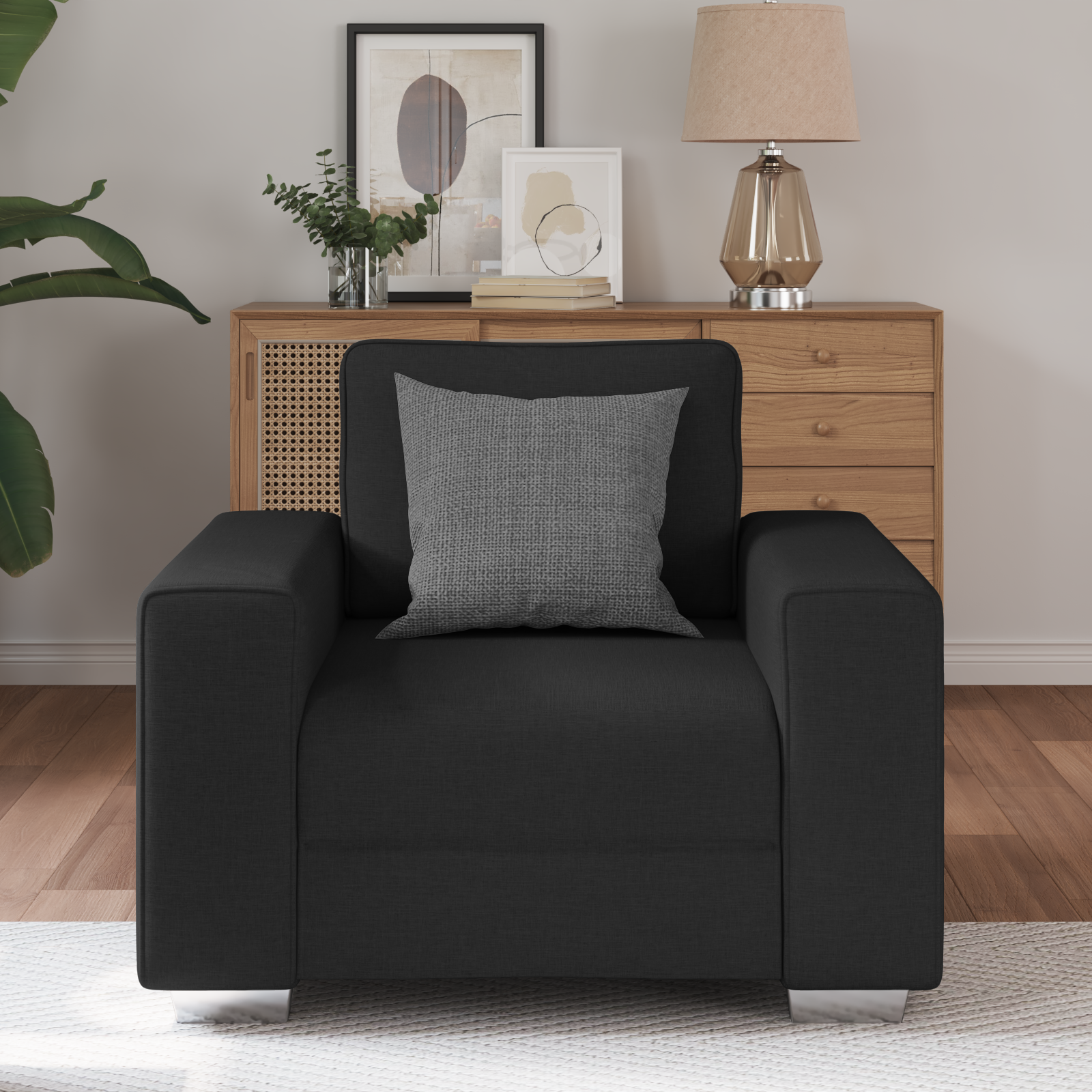 vidaXL Fauteuil 59 cm stof zwart