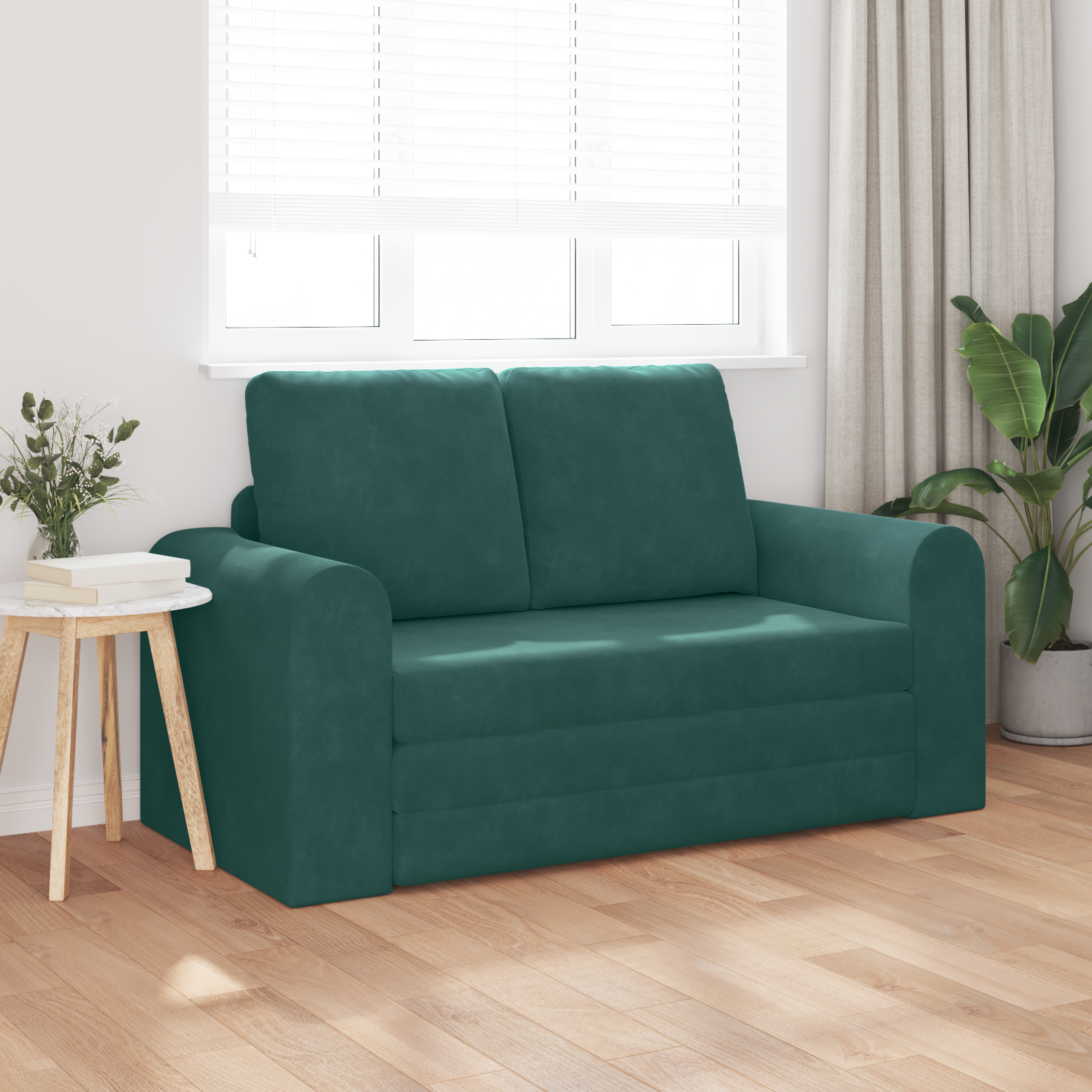 vidaXL Vloersofa Bed 2-in-1 Donkergroen 148x71x83 cm Velours