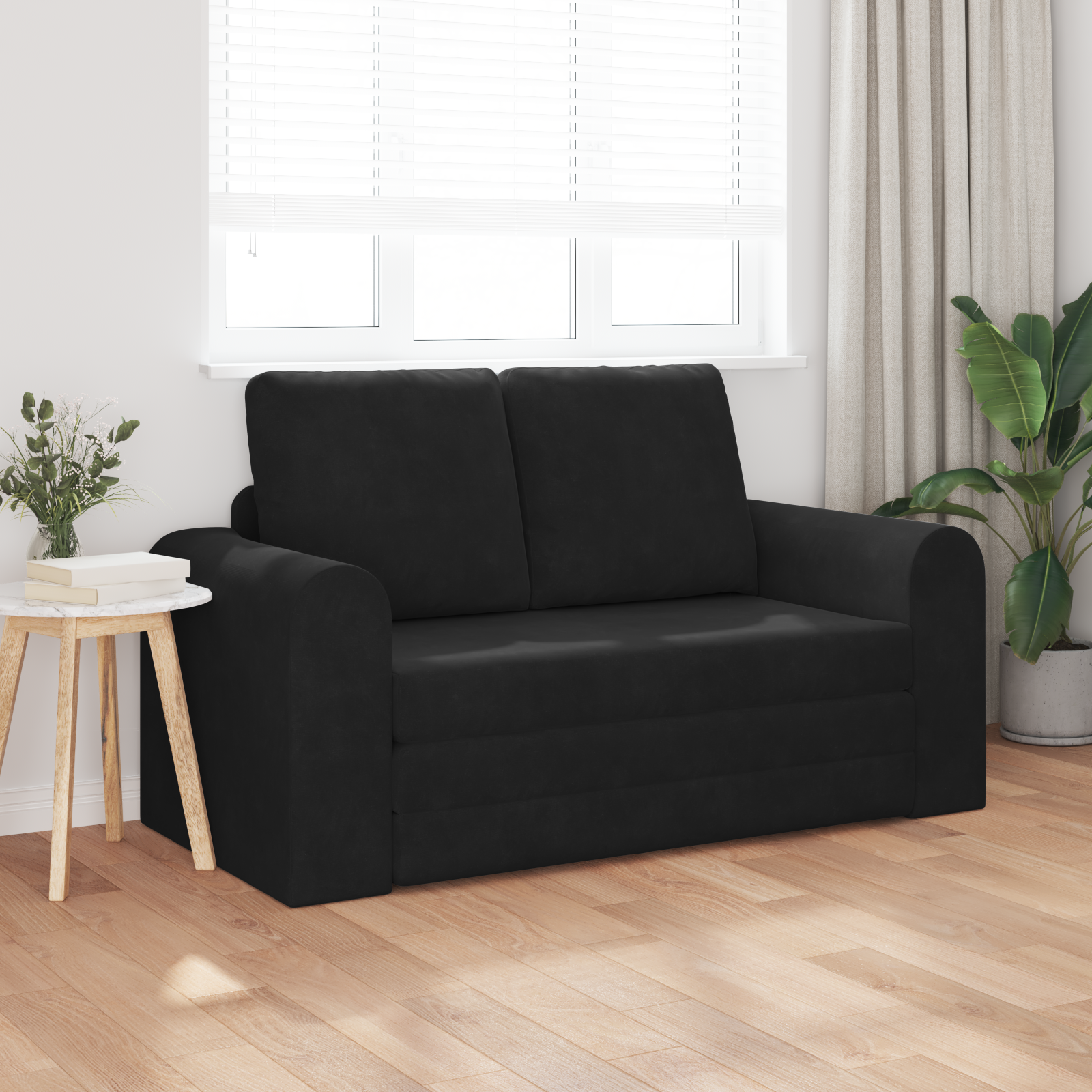 vidaXL Ligbank Sofa Bed 2-in-1 Zwart 148x71x83 cm Fluweel