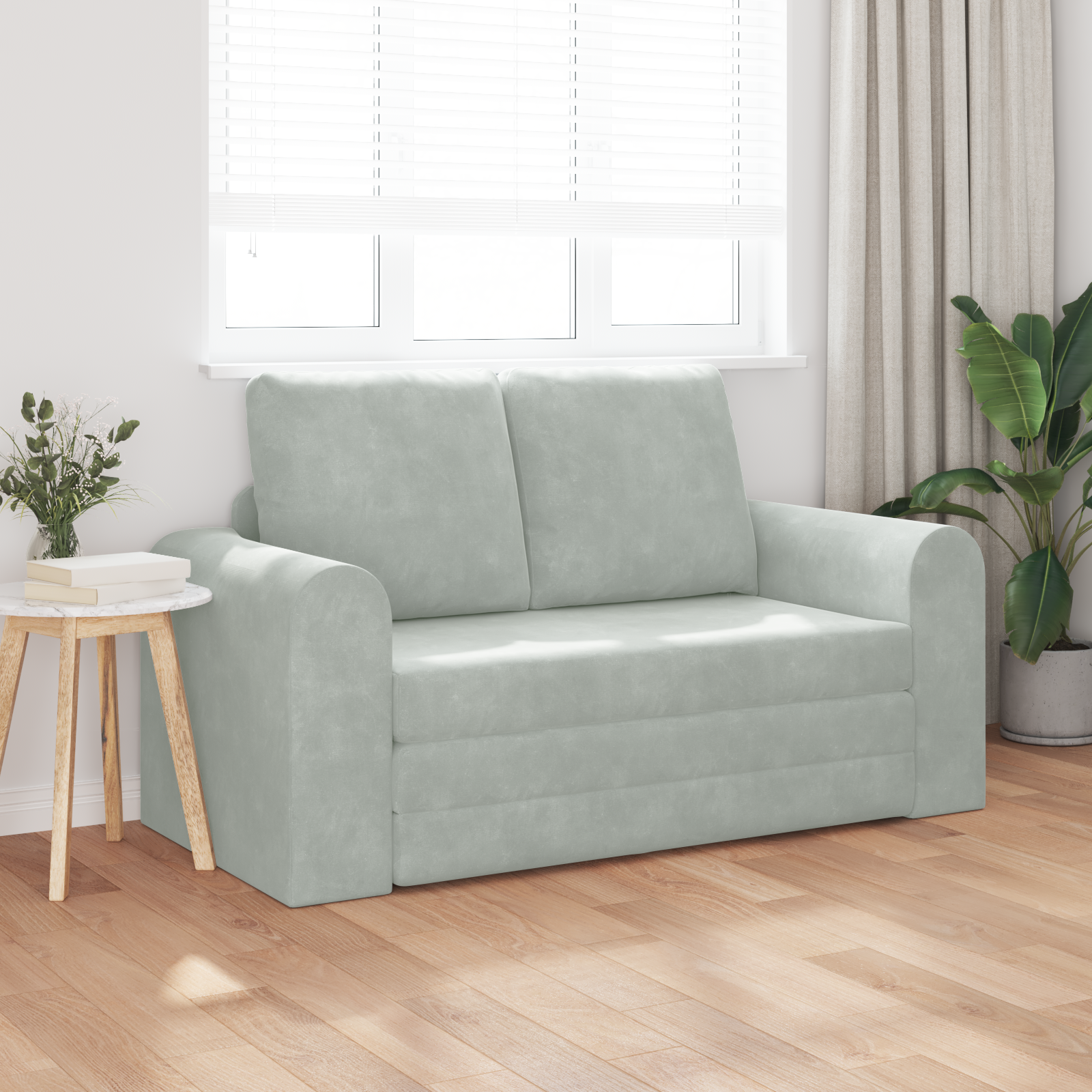 vidaXL Vloersofa Bed 2-in-1 Lichtgrijs 148x71x83 cm Velvet