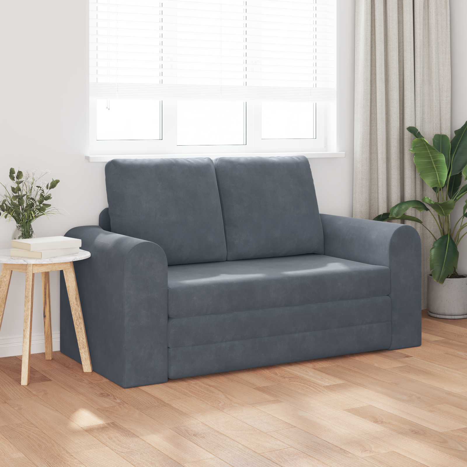 vidaXL Vloersofa Bed 2-in-1 Donkergrijs 148x71x83 cm Velvet