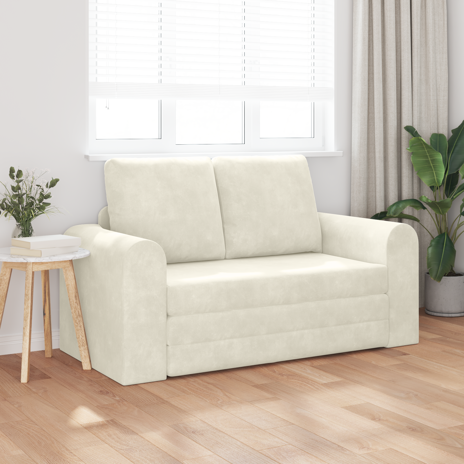 vidaXL Vloersofa Bed 2-in-1 Crème 148x71x83 cm Velvet