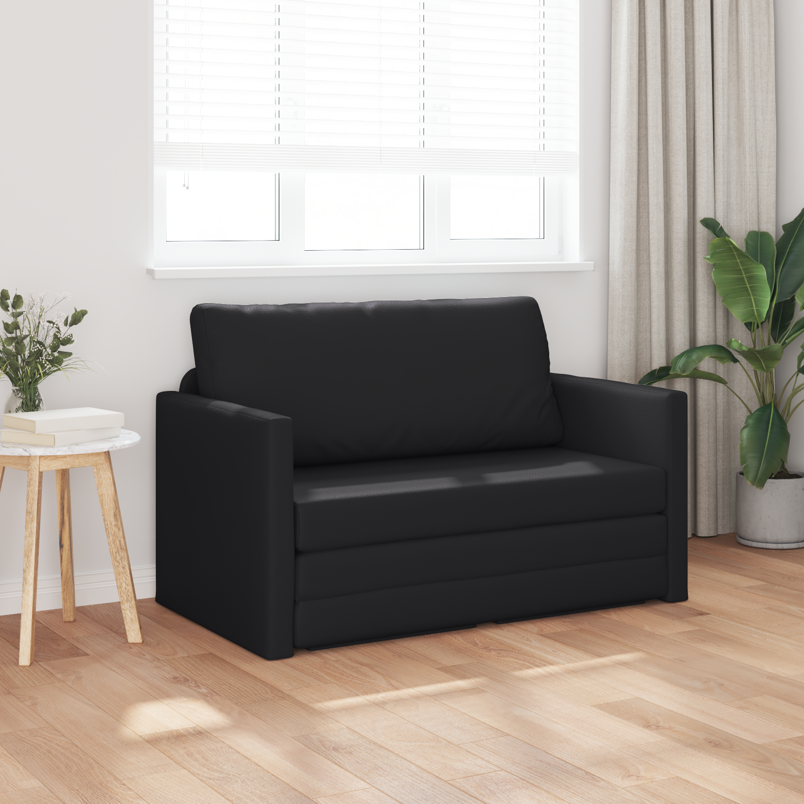 vidaXL Vloersofa Bed 2-in-1 Zwart 124x71x78 cm Faux Leer