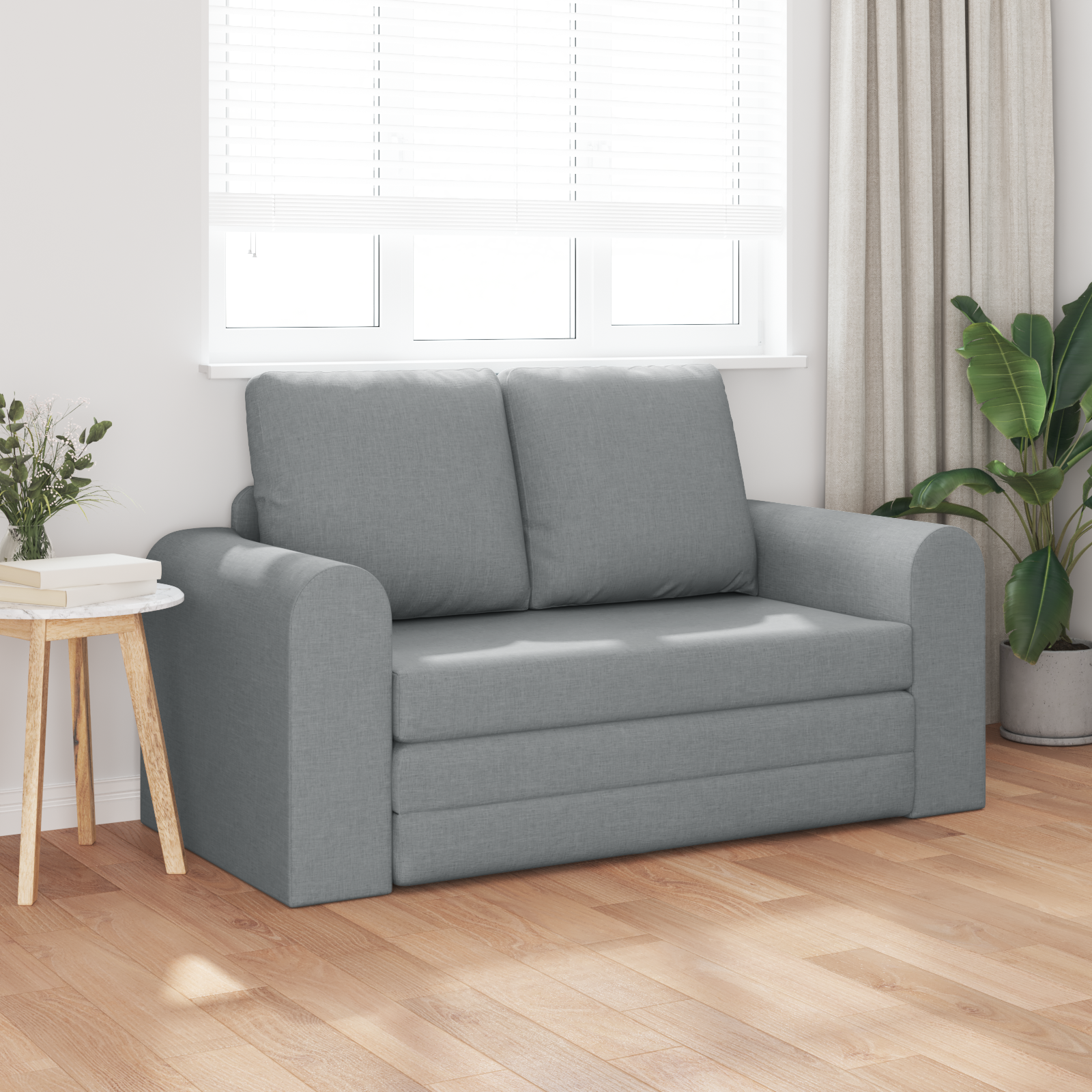 vidaXL Vloersofa Bed 2-in-1 Lichtgrijs 148x71x83 cm Stof