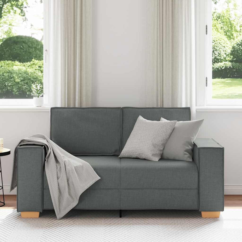 vidaXL 2-zitsbank Donkergrijs 120 cm Stof