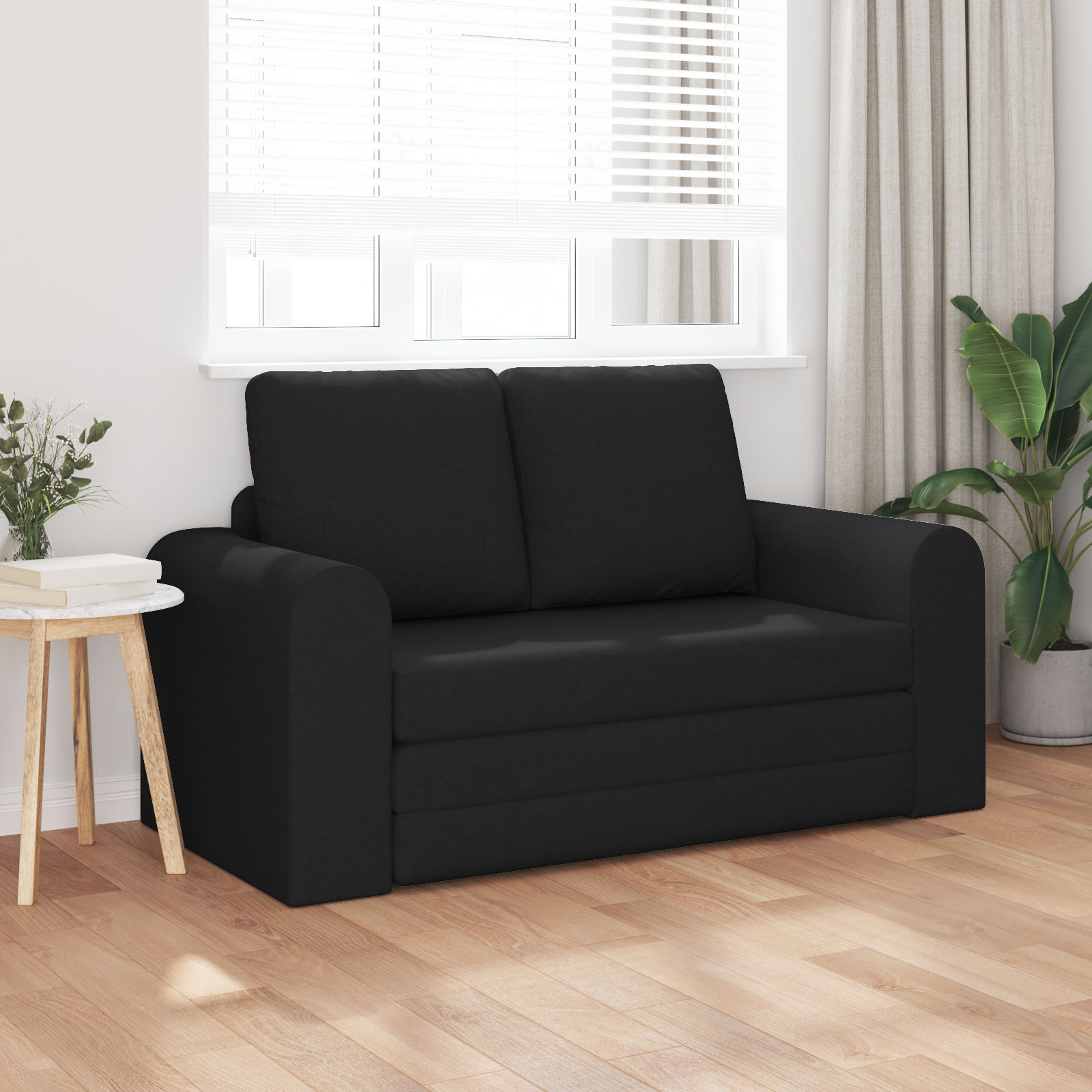vidaXL Vloersofa Bed 2-in-1 Zwart 148x71x83 cm Stof
