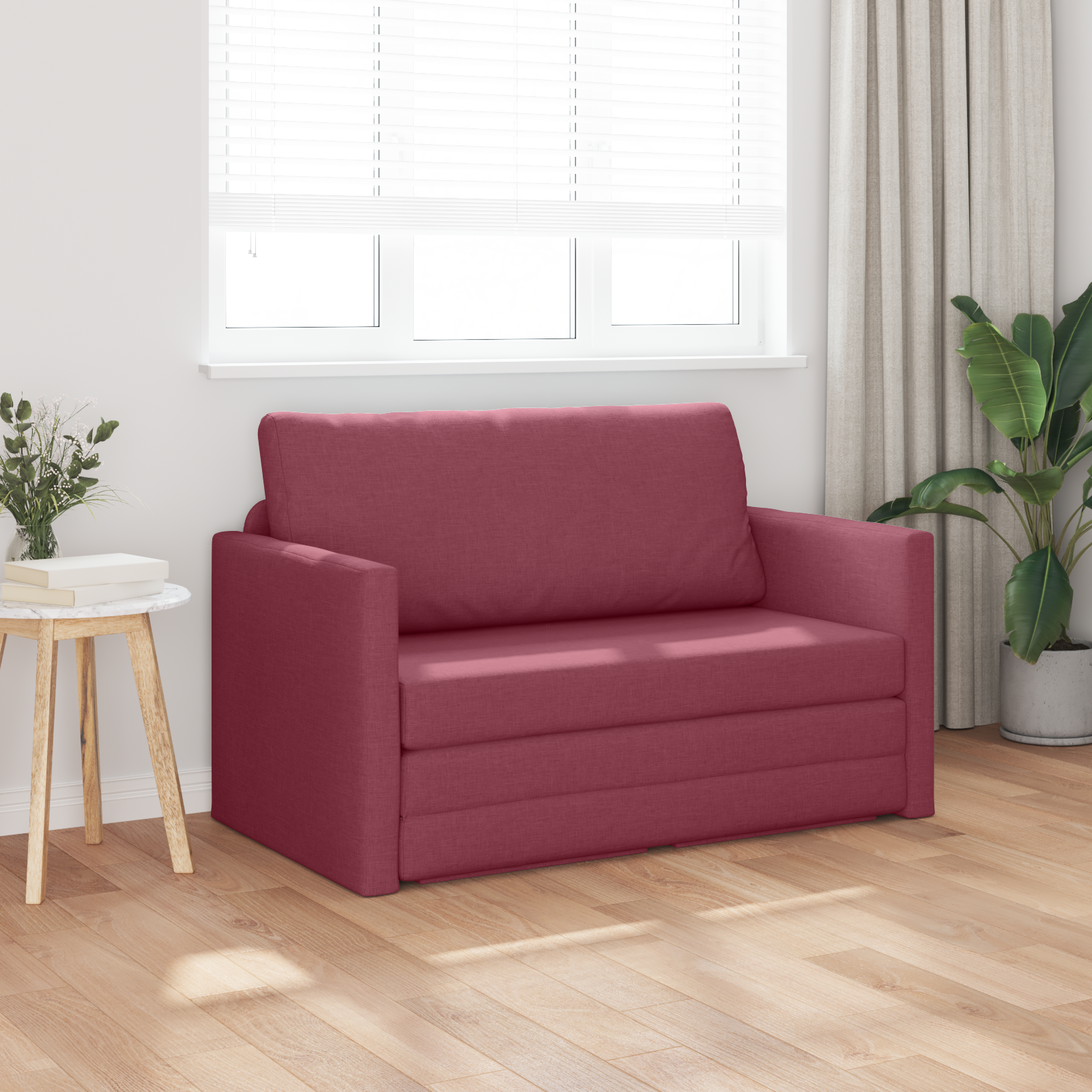 vidaXL Vloersofa Bed 2-in-1 Wijnrood 124x71x78 cm Stof
