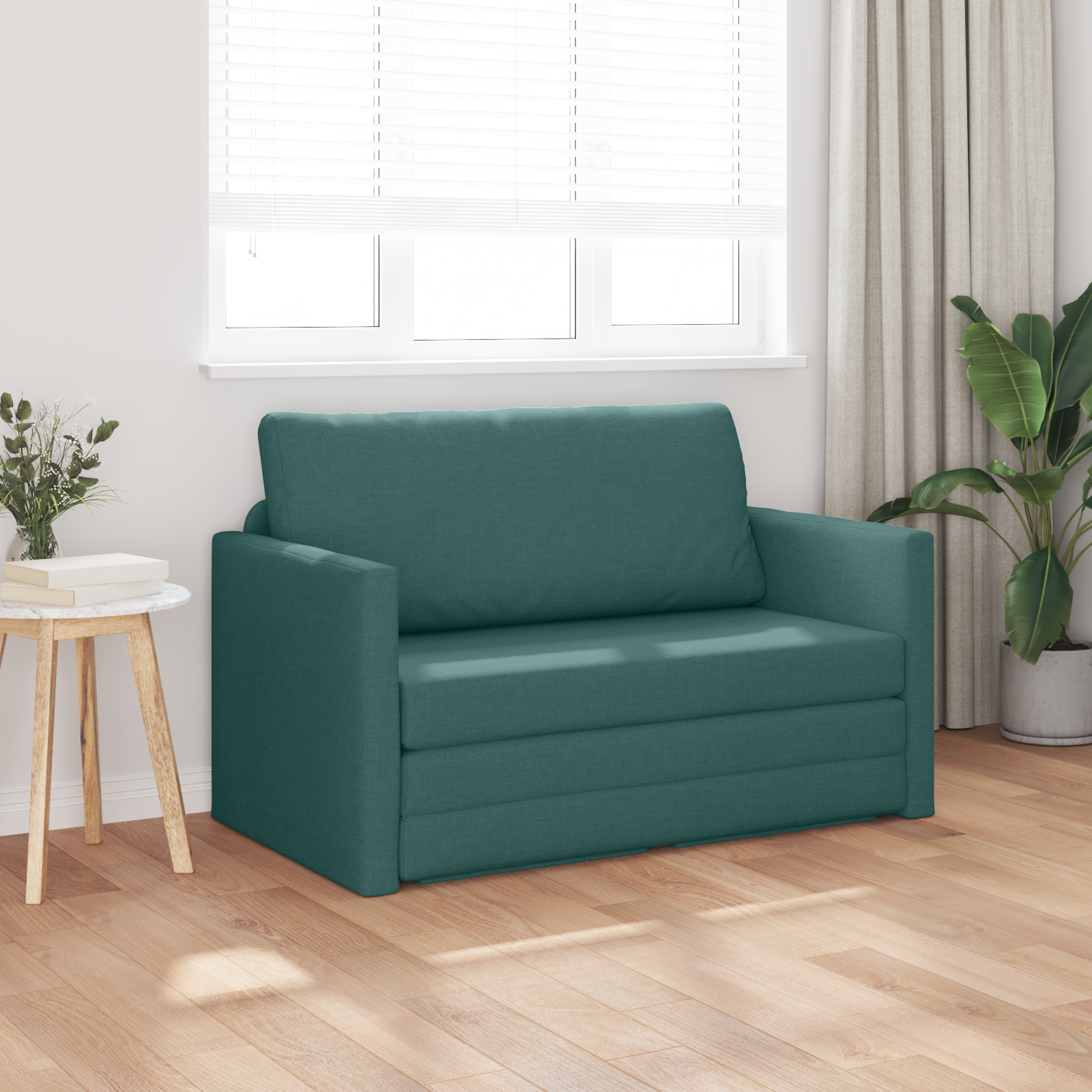vidaXL Vloersofa Bed 2-in-1 Donkergroen 124x71x78 cm Stof