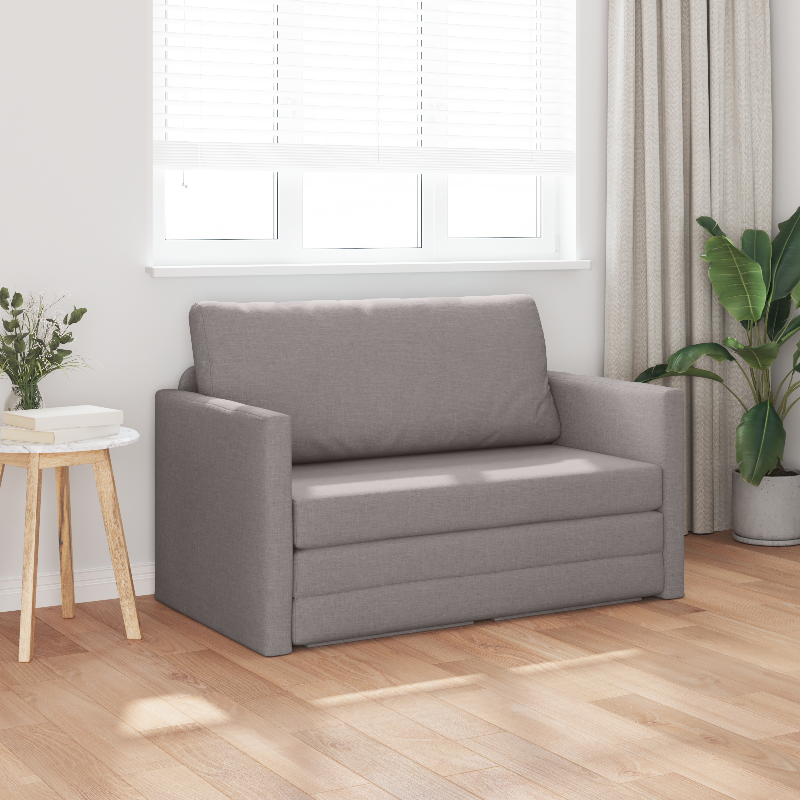 vidaXL Vloersofa Bed 2-in-1 Taupe 124x71x78 cm Stof