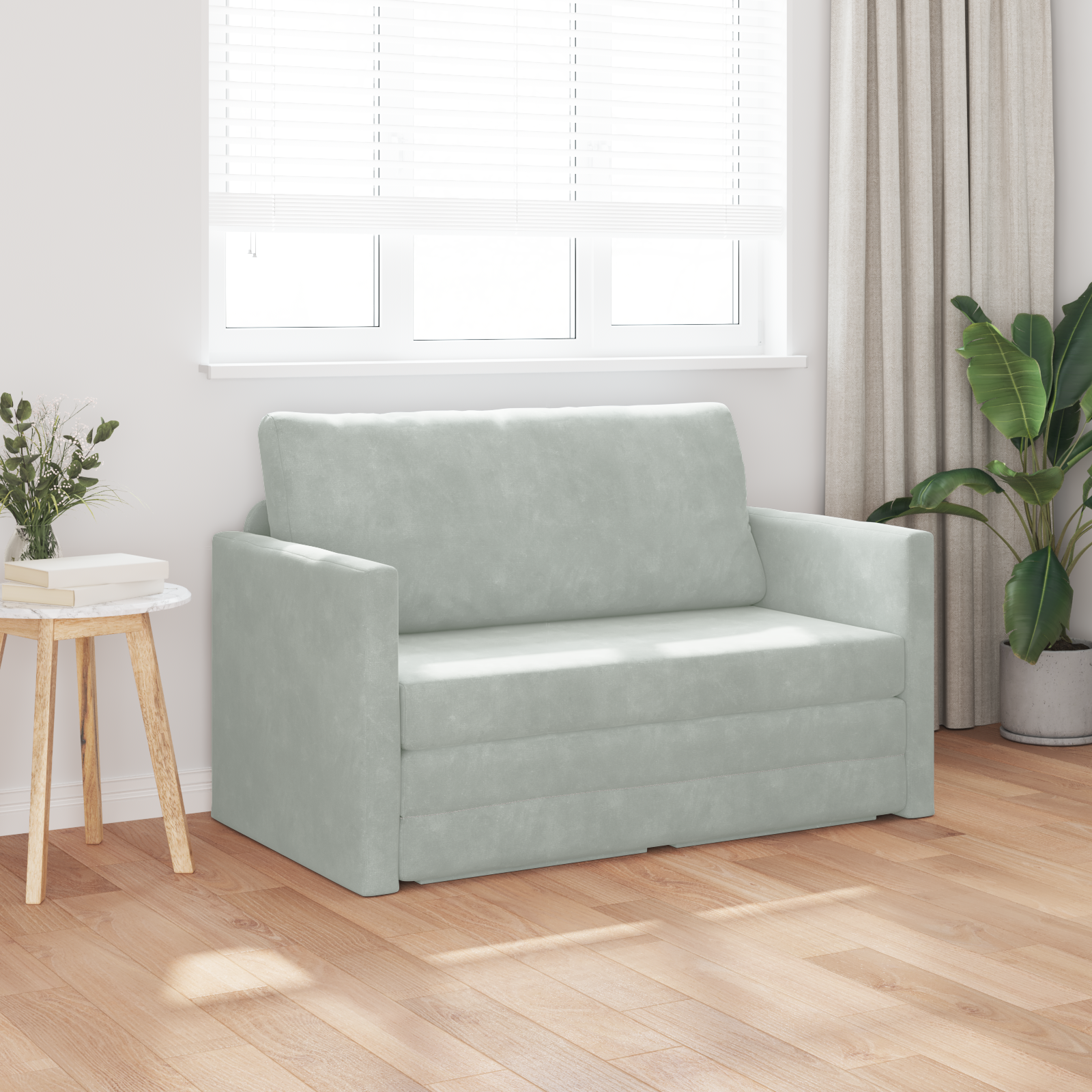 vidaXL Ligbed 2-in-1 Lichtgrijs 124x204x61 cm Velvet